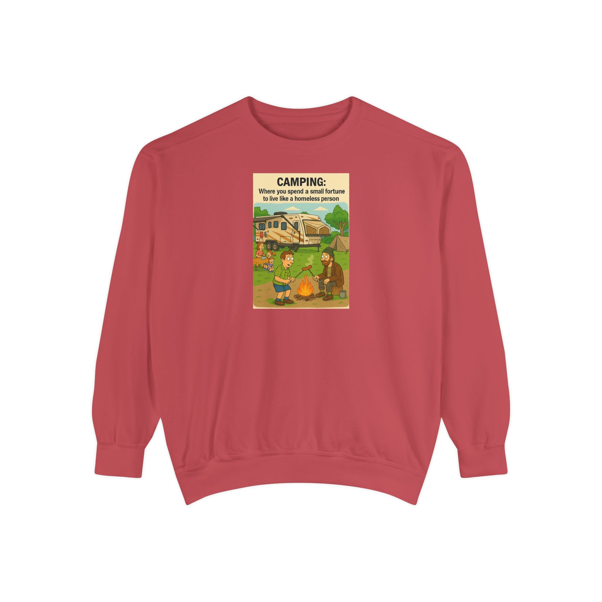 Camping Adventure Sweatshirt, Unisex Garment-DyedPullover, Cozy Casual Wear, Outdoor Enthusiast Gift, Camping Trip Apparel