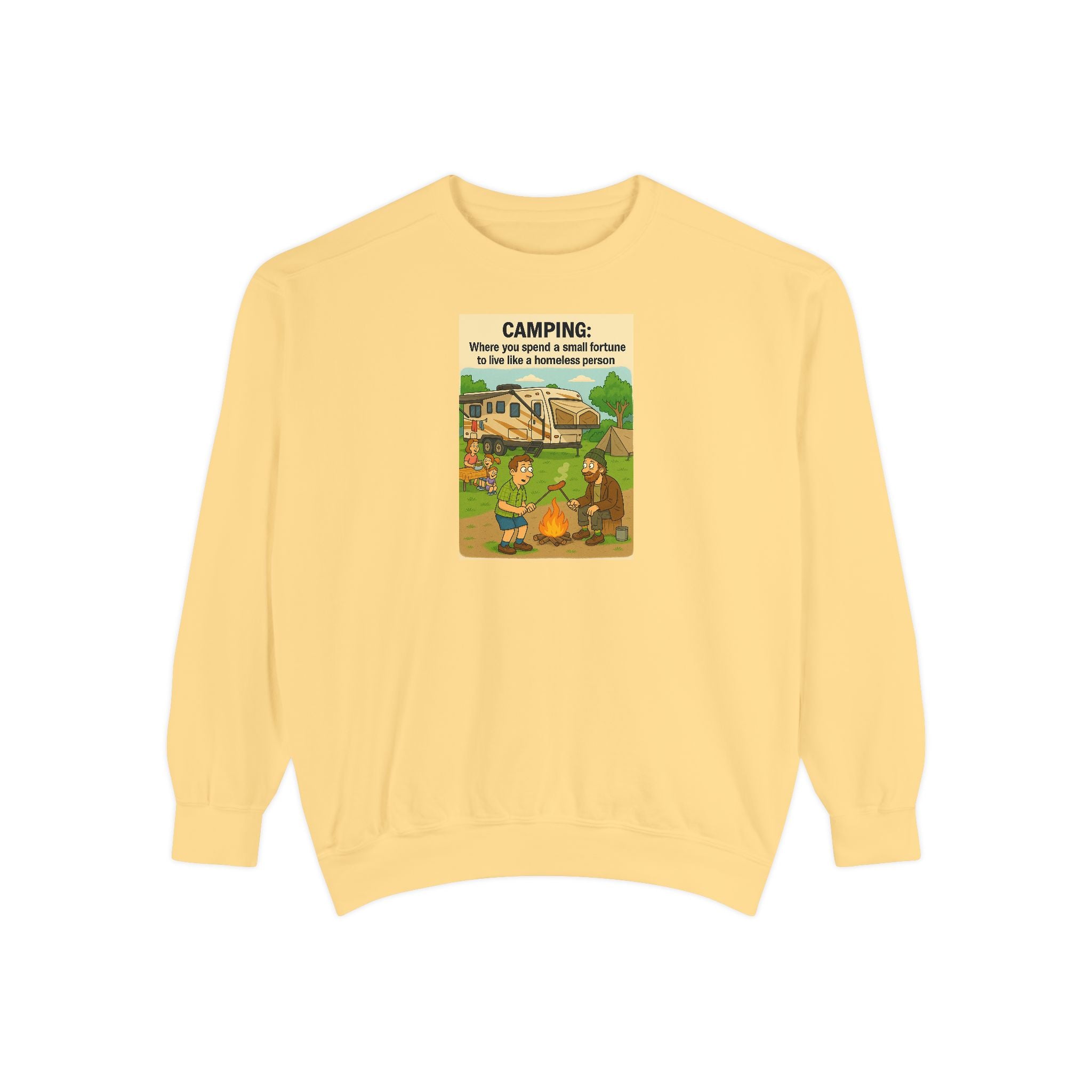 Camping Adventure Sweatshirt, Unisex Garment-DyedPullover, Cozy Casual Wear, Outdoor Enthusiast Gift, Camping Trip Apparel