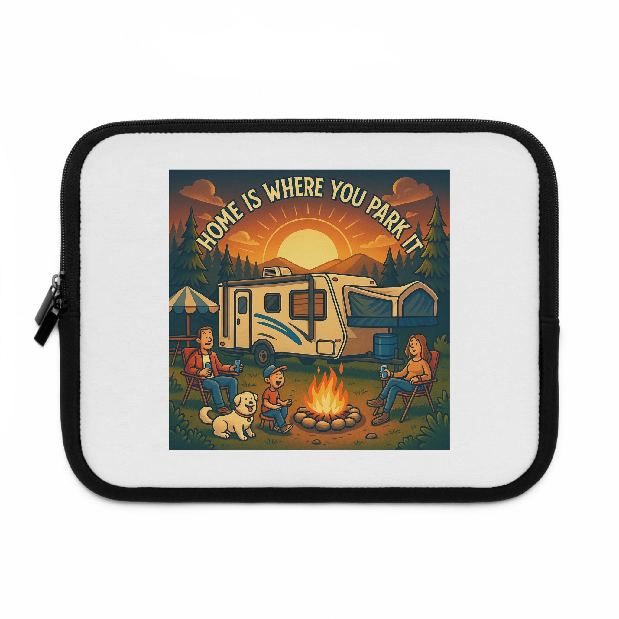 Adventurous Laptop Sleeve - Home is Where You Park - Camping Gear, Tech Accessory for RV Lovers