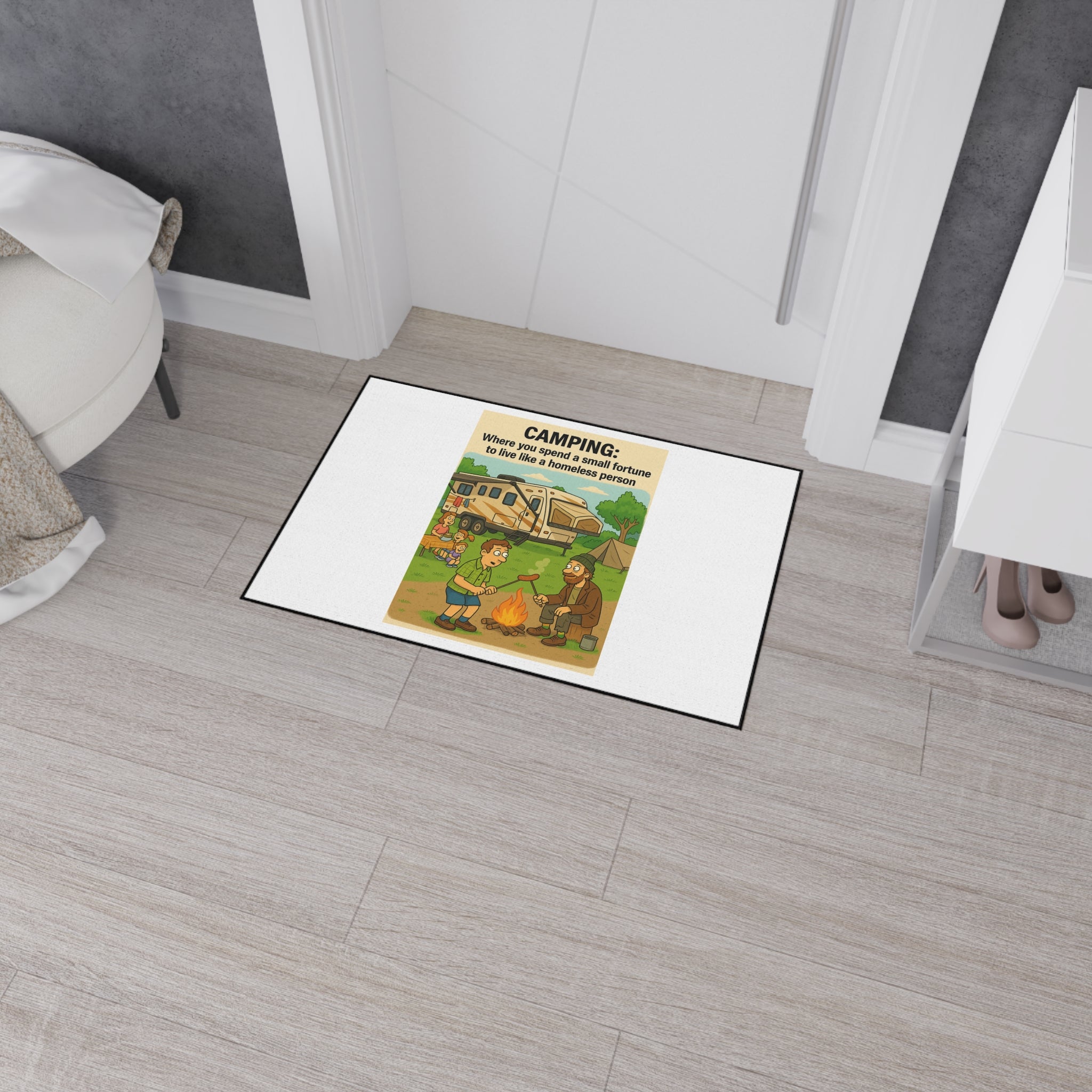 Camping-Themed Heavy Duty Floor Mat | Outdoor Rug, Camping Decor, Funny Home Accessory, RV Mat, Adventure Flooring