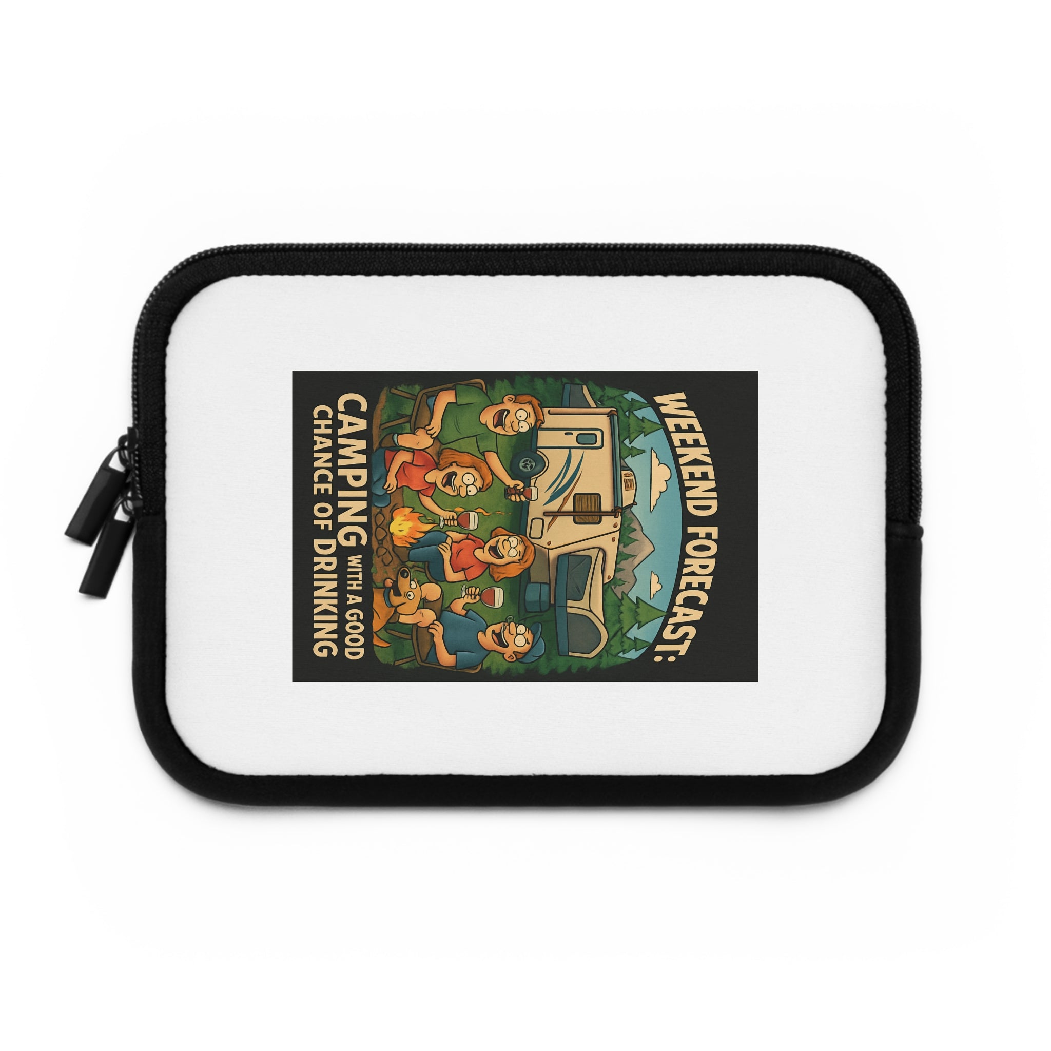 Camping Vibes Laptop Sleeve - Weekend Forecast: Camping with a Good Chance of Drinking | Gifts for Campers, Nature Lovers, Tech Accessory