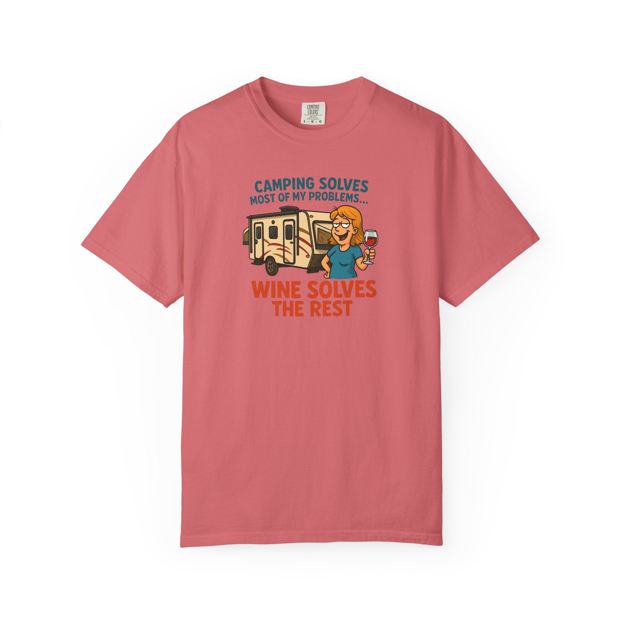 Camping & Wine Unisex T-Shirt, Relaxed Fit Tee, Perfect Gift for Campers, Wine Lovers, Outdoor Enthusiasts, Summer Celebrations