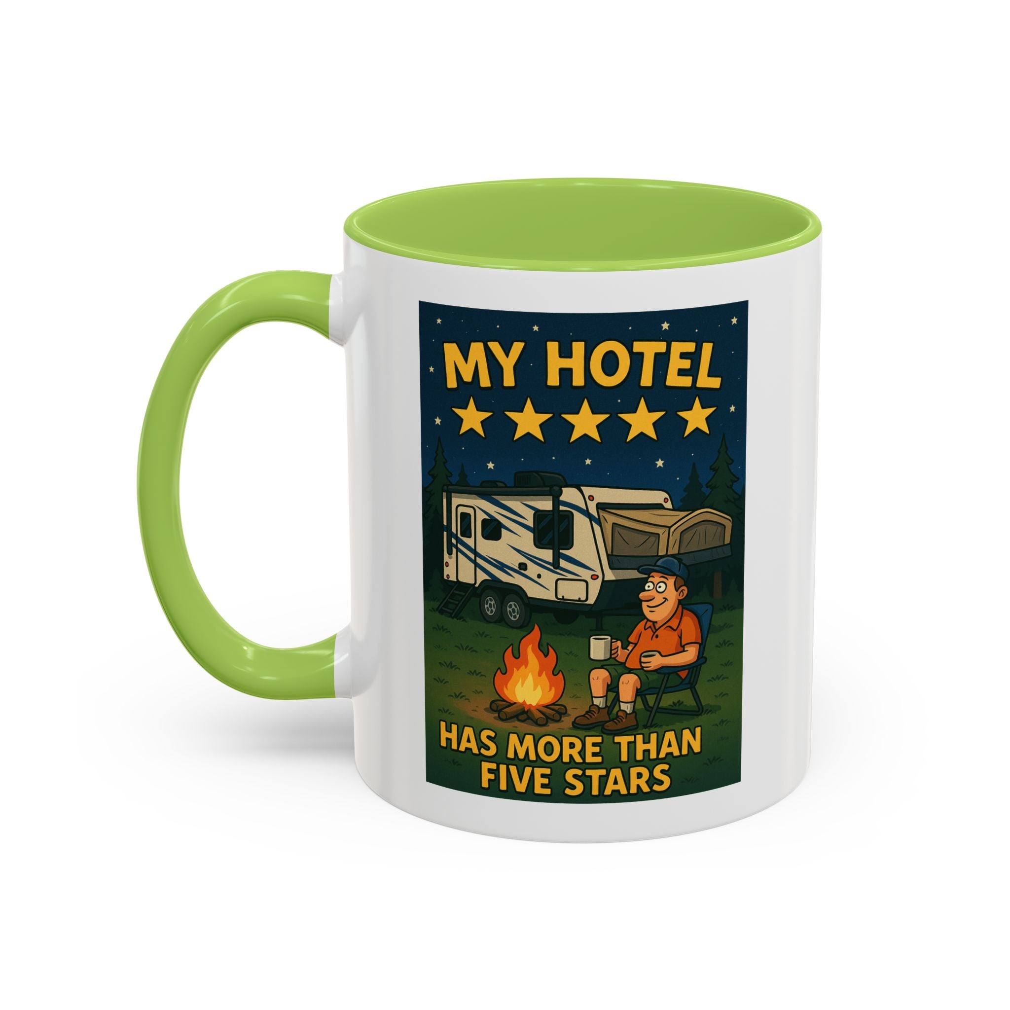 Camping-Themed Accent Coffee Mug | Perfect for RV Lovers, Campers, Travelers, Cozy Nights, Outdoor Adventures, Unique Gift Ideas
