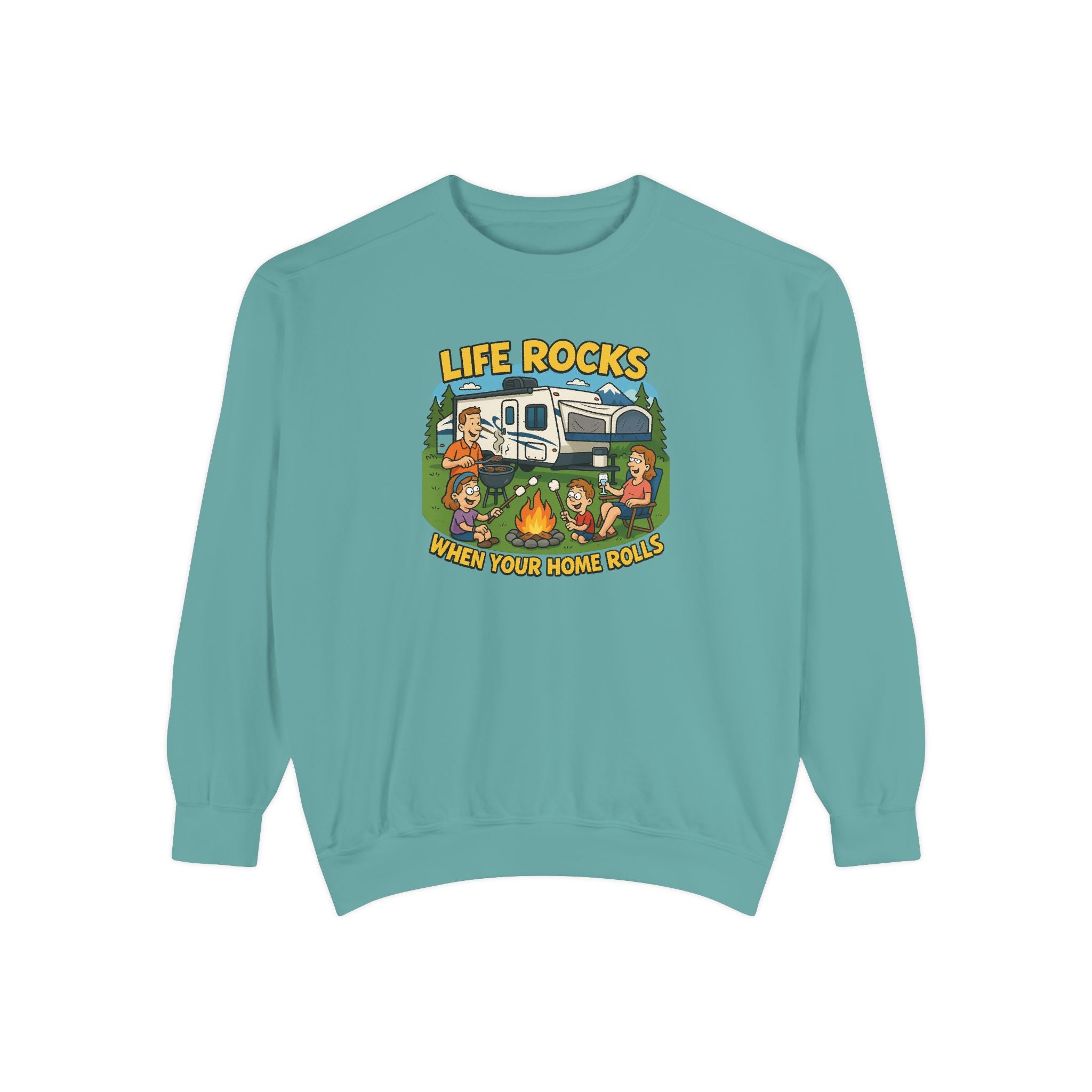 Retro Camping Sweatshirt, Life Rocks Sweater, Unisex Sweatshirt, Vintage RV Sweatshirt, Cozy Outdoor Apparel, Gift for Campers