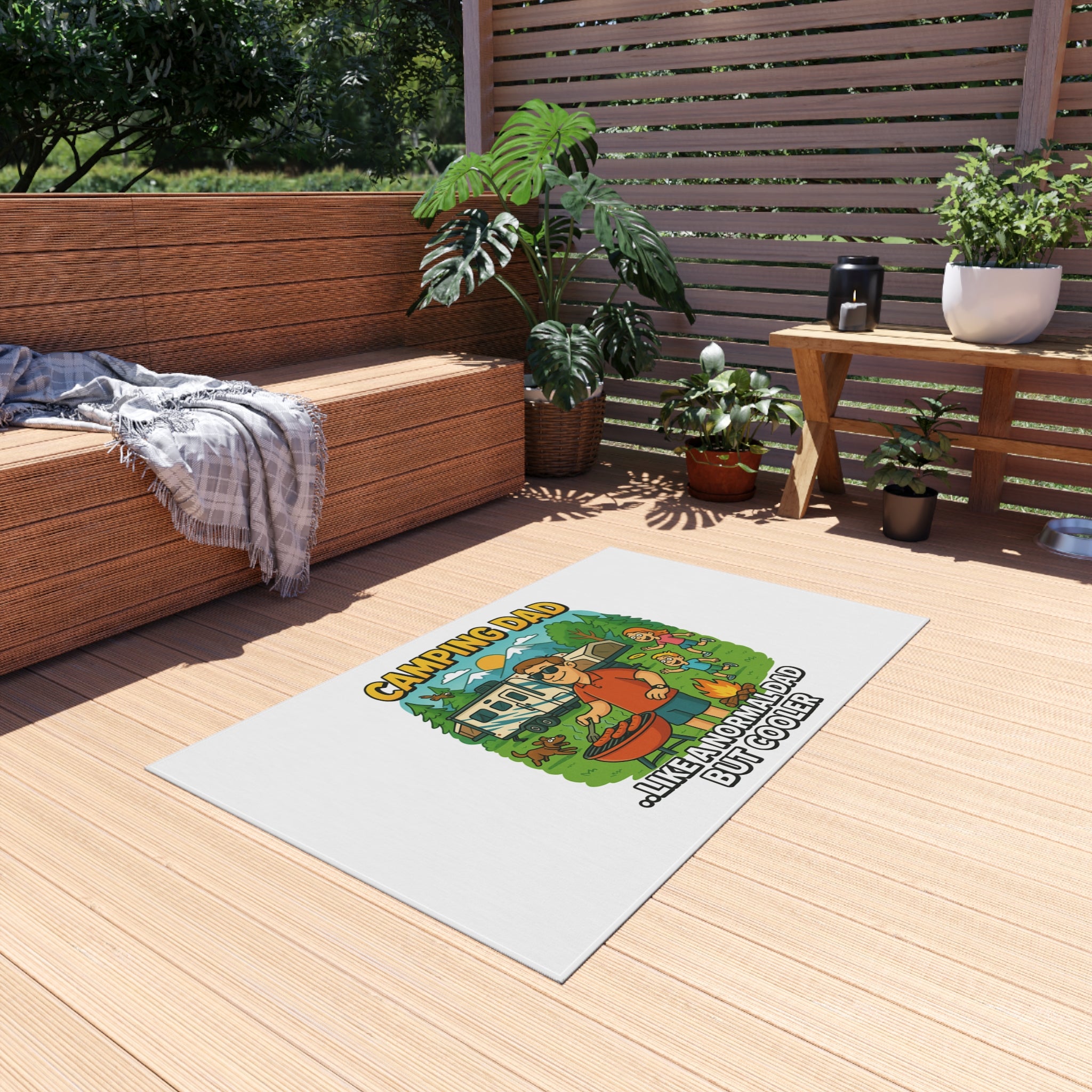 Camping Dad Outdoor Rug - Perfect for Backyard BBQs & Family Camping