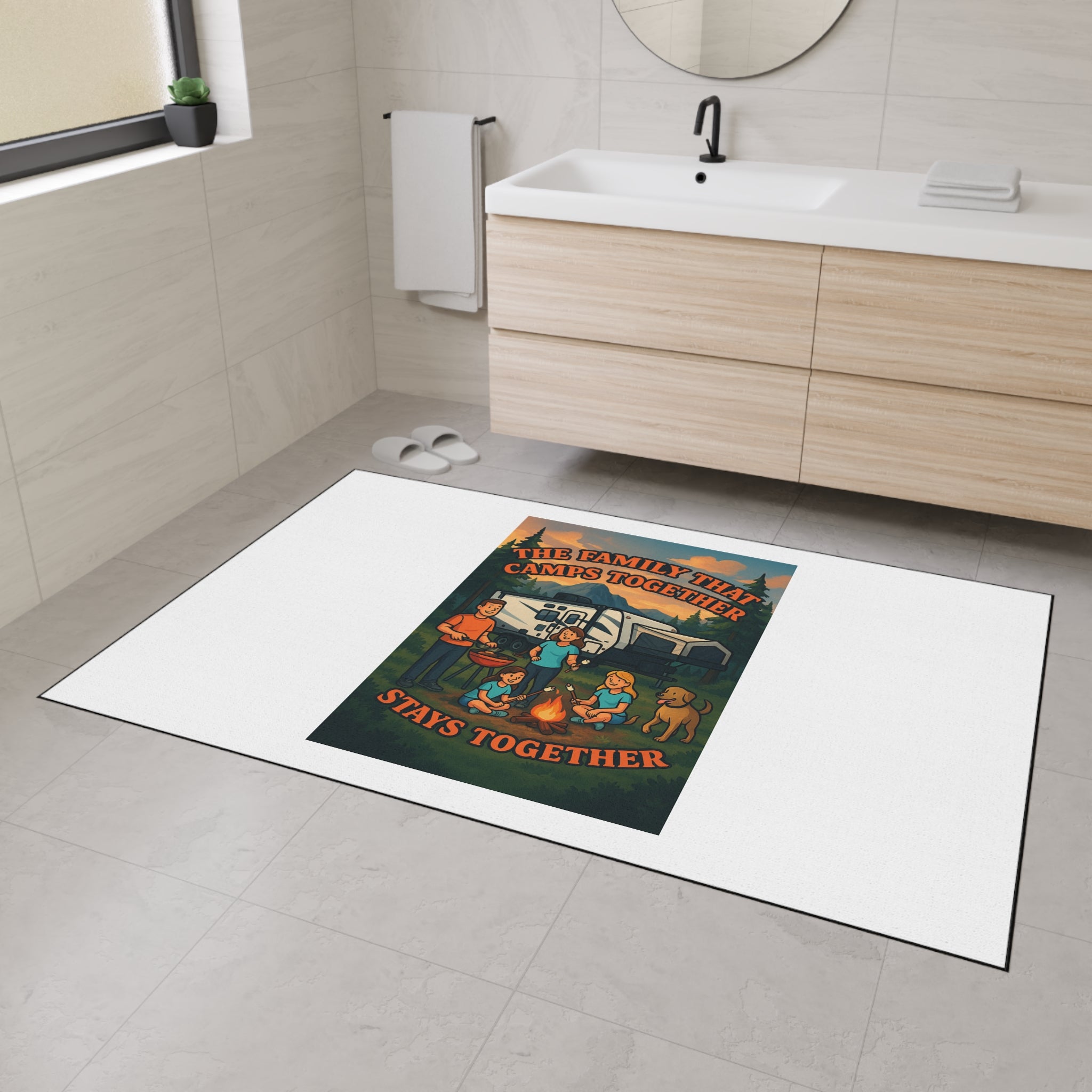 Family Camping Floor Mat - The Family That Camps Together Stays Together, Outdoor Rug, Durable Welcome Mat, RV Accessory, Camp Decor
