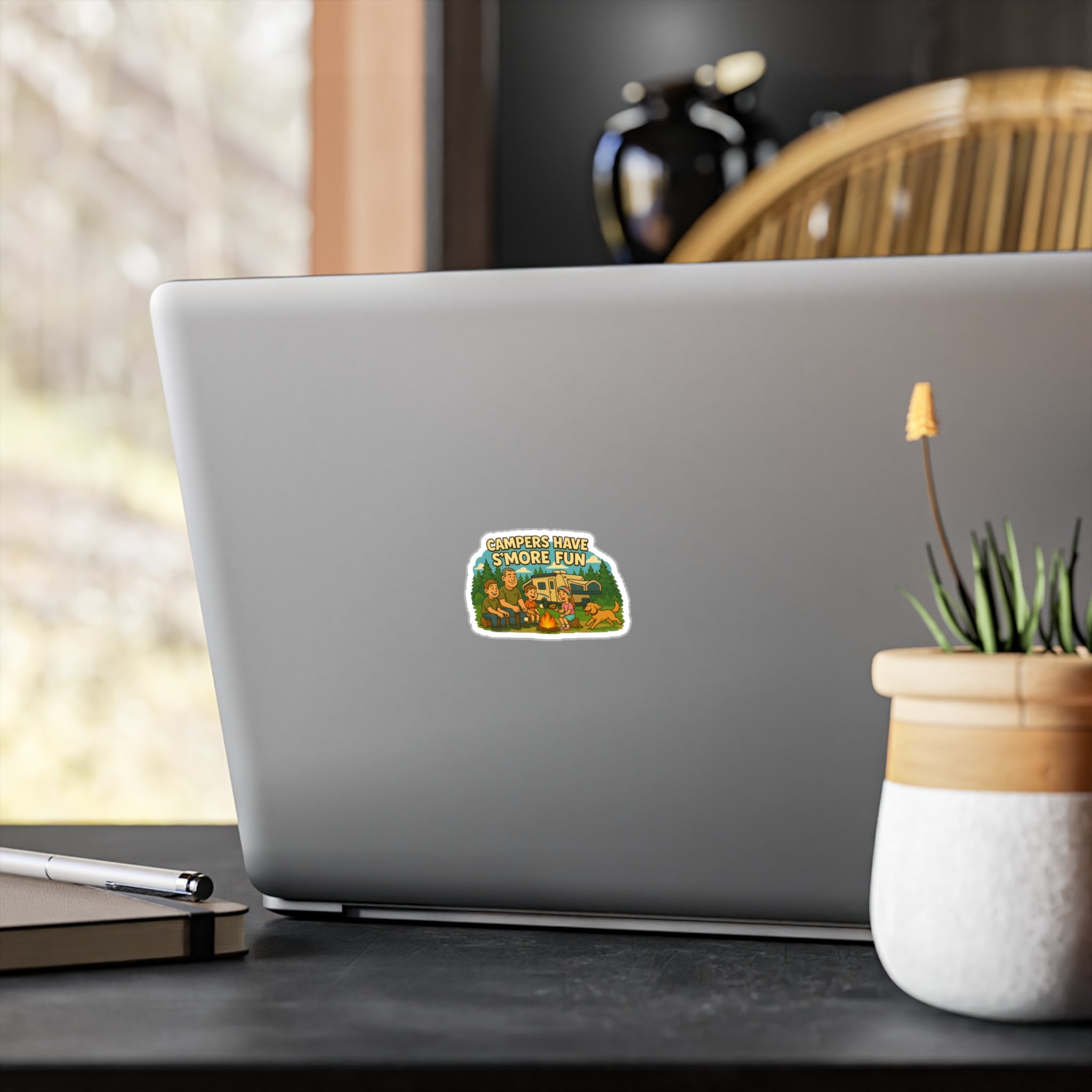 Campfire Family Fun Vinyl Decals | Camping Decor for Adventurers, Stickers for Water Bottles, Laptops, RVs and More