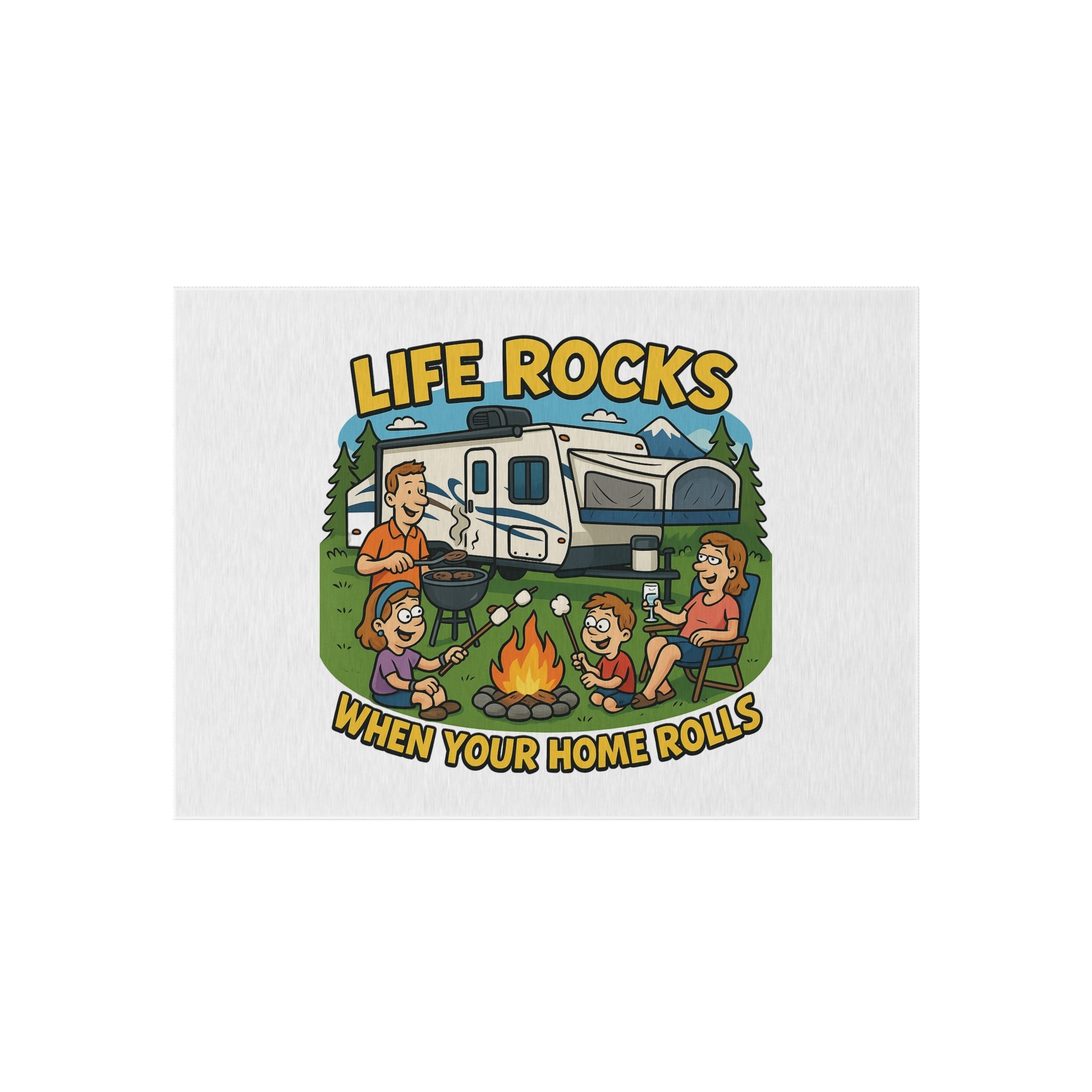RV Life Outdoor Rug, Camping Decor Mat, Funny Welcome Home Rug, Patio Area Rug, Lightweight Outdoor Carpet
