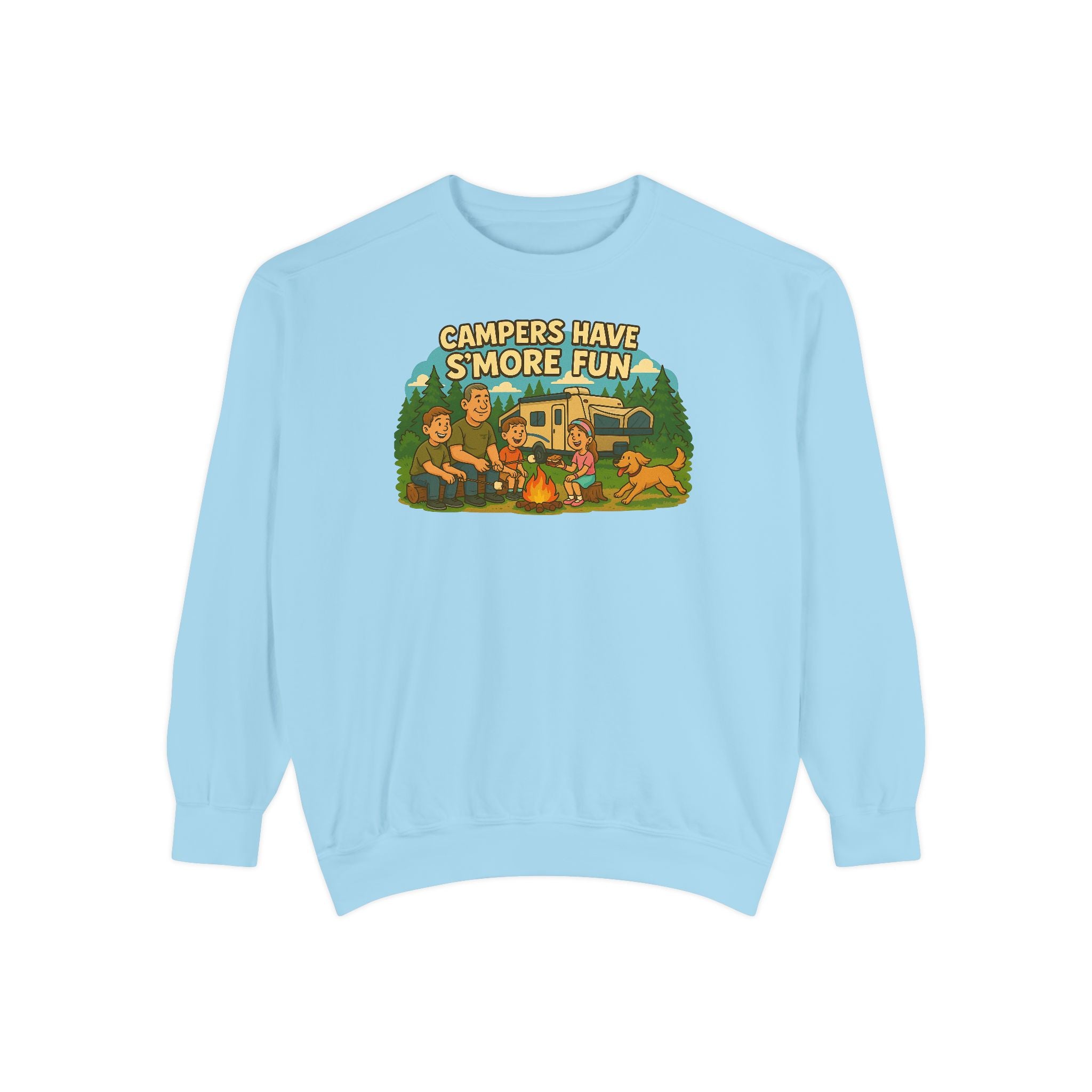 Camper Vibes Sweatshirt - Enjoy S'mores, Unisex Campfire Clothing, Perfect for Outdoor Adventures, Gift for Adventurers, Cozy Camping Attire