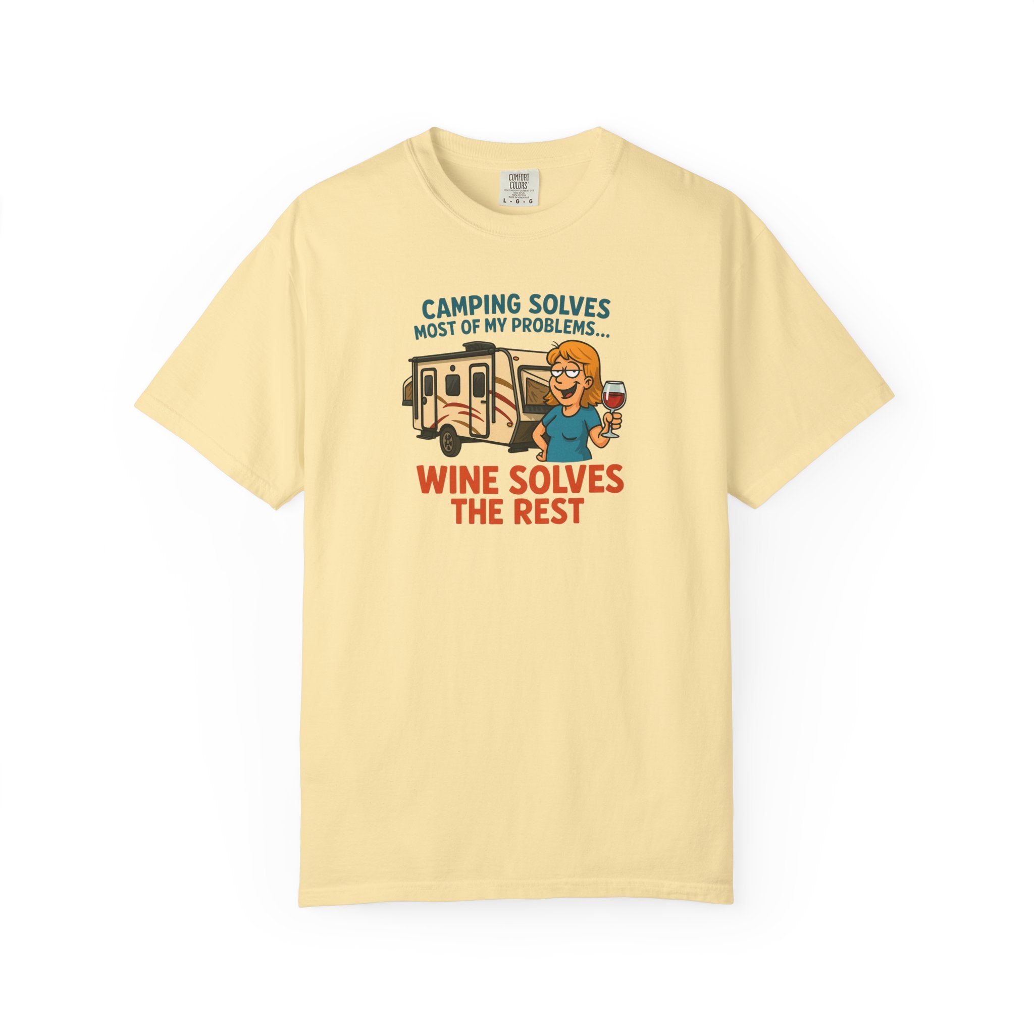 Camping & Wine Unisex T-Shirt, Relaxed Fit Tee, Perfect Gift for Campers, Wine Lovers, Outdoor Enthusiasts, Summer Celebrations