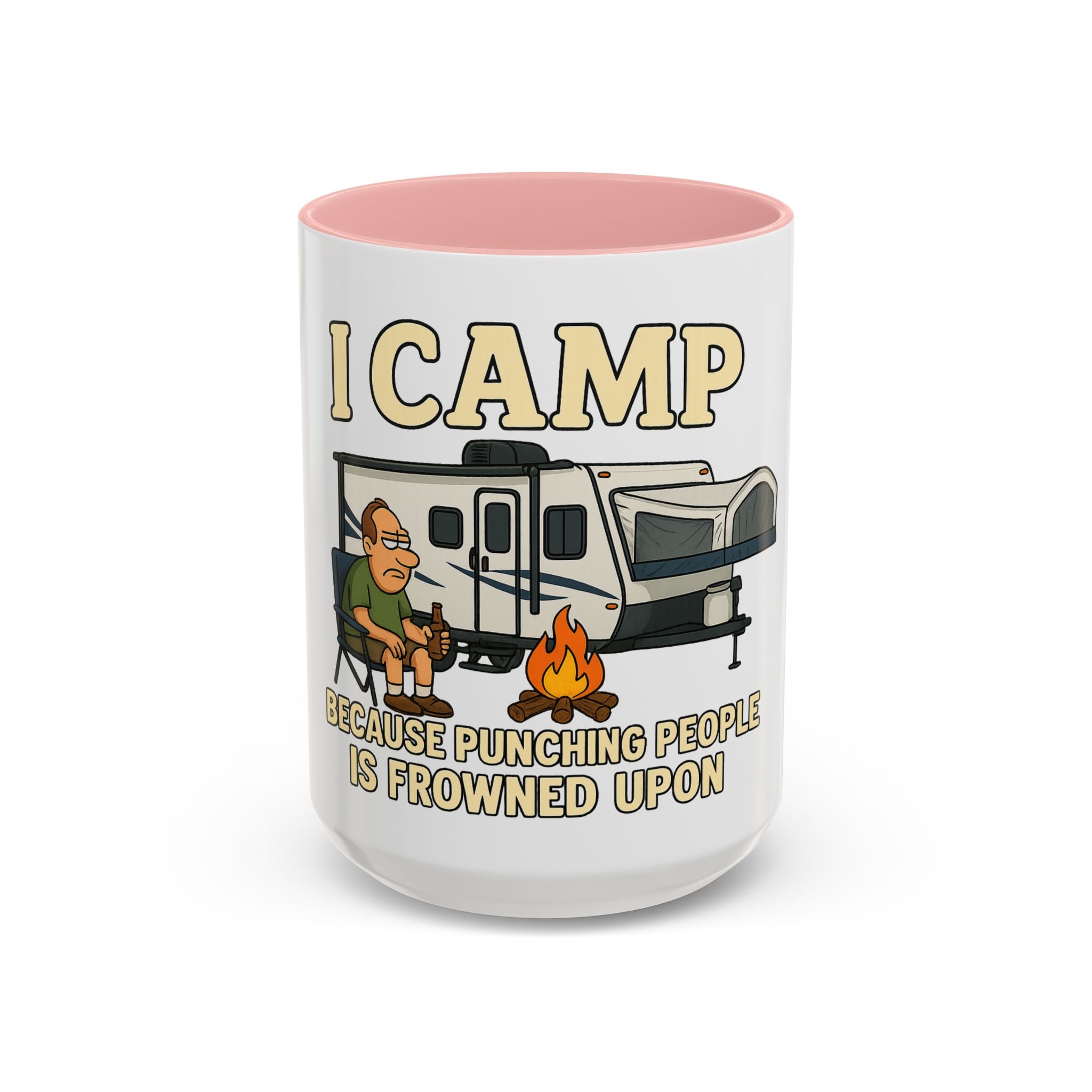 Camping Humor Coffee Mug - I Camp Because Punching People is Frowned Upon