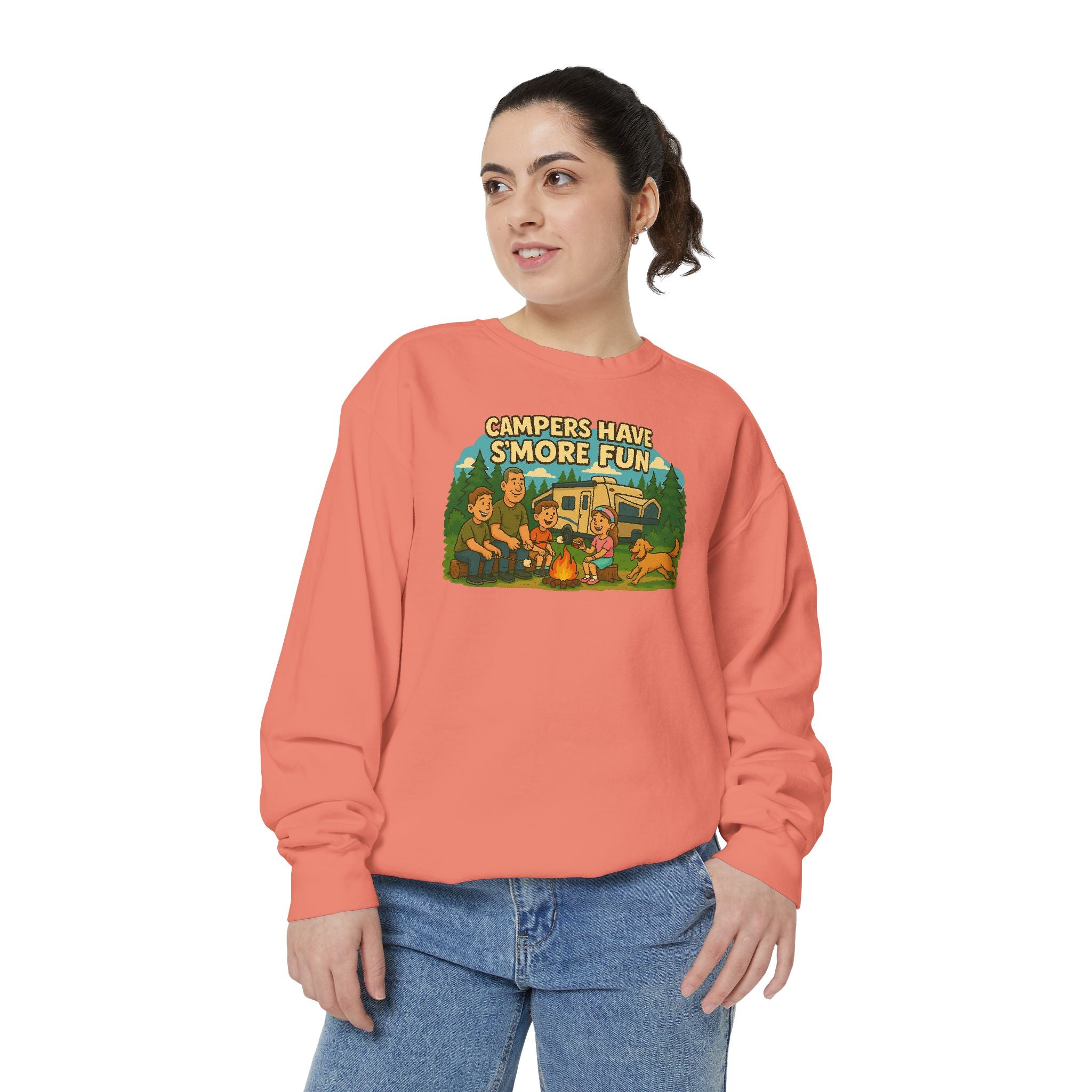 Camper Vibes Sweatshirt - Enjoy S'mores, Unisex Campfire Clothing, Perfect for Outdoor Adventures, Gift for Adventurers, Cozy Camping Attire