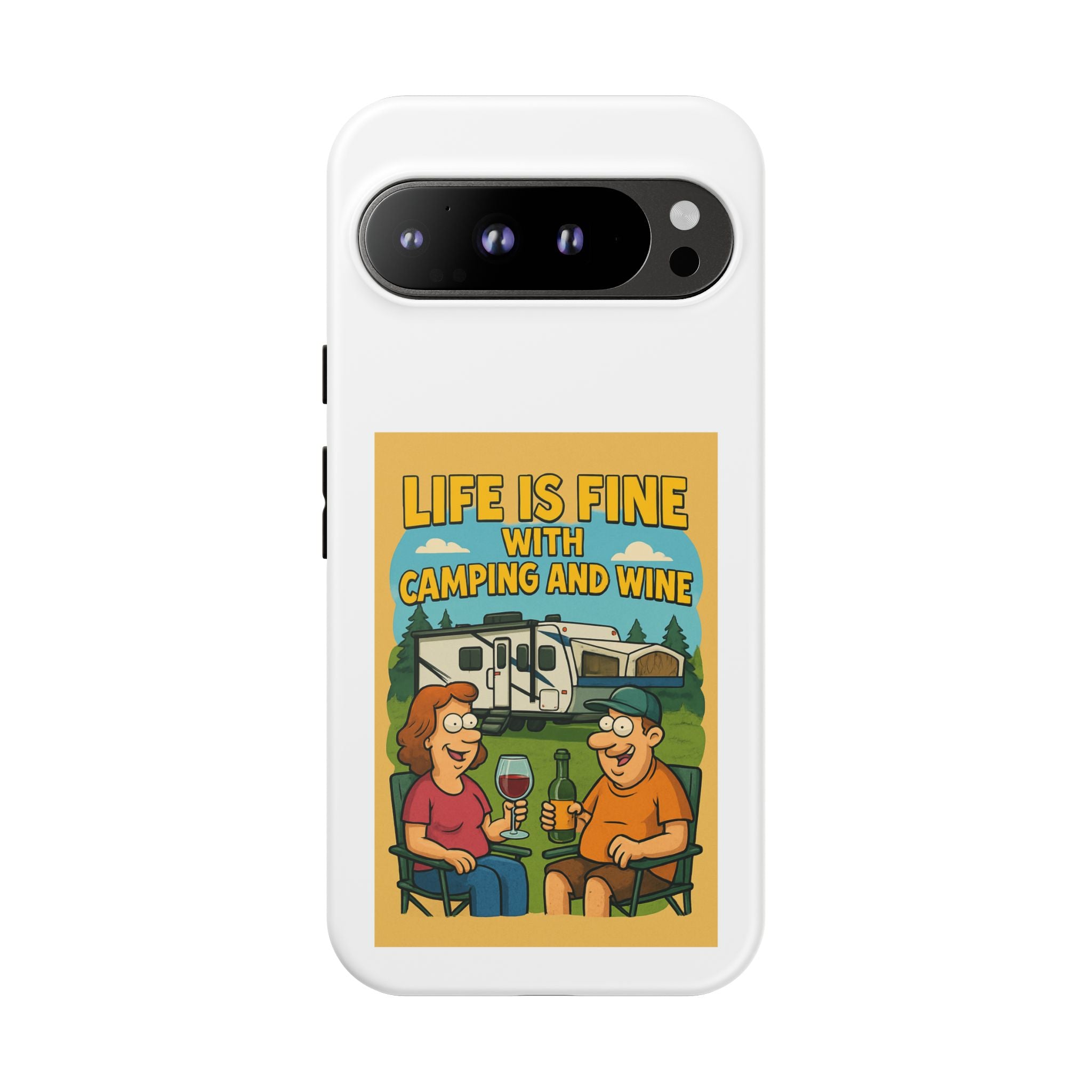 Camping & Wine Phone Case, Outdoor Adventure Accessory, Fun Gift for Campers, Summer Travel Essential, RV Lover Present