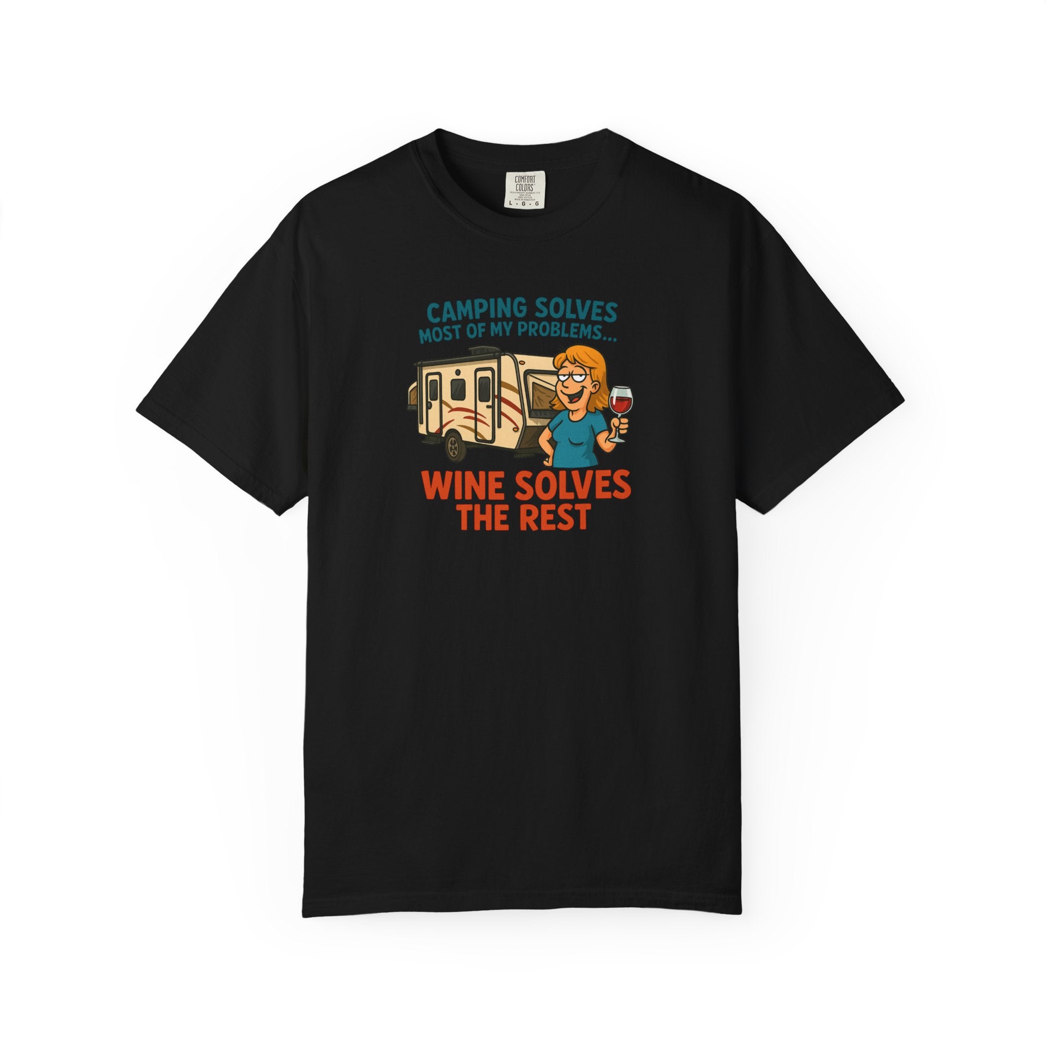 Camping & Wine Unisex T-Shirt, Relaxed Fit Tee, Perfect Gift for Campers, Wine Lovers, Outdoor Enthusiasts, Summer Celebrations