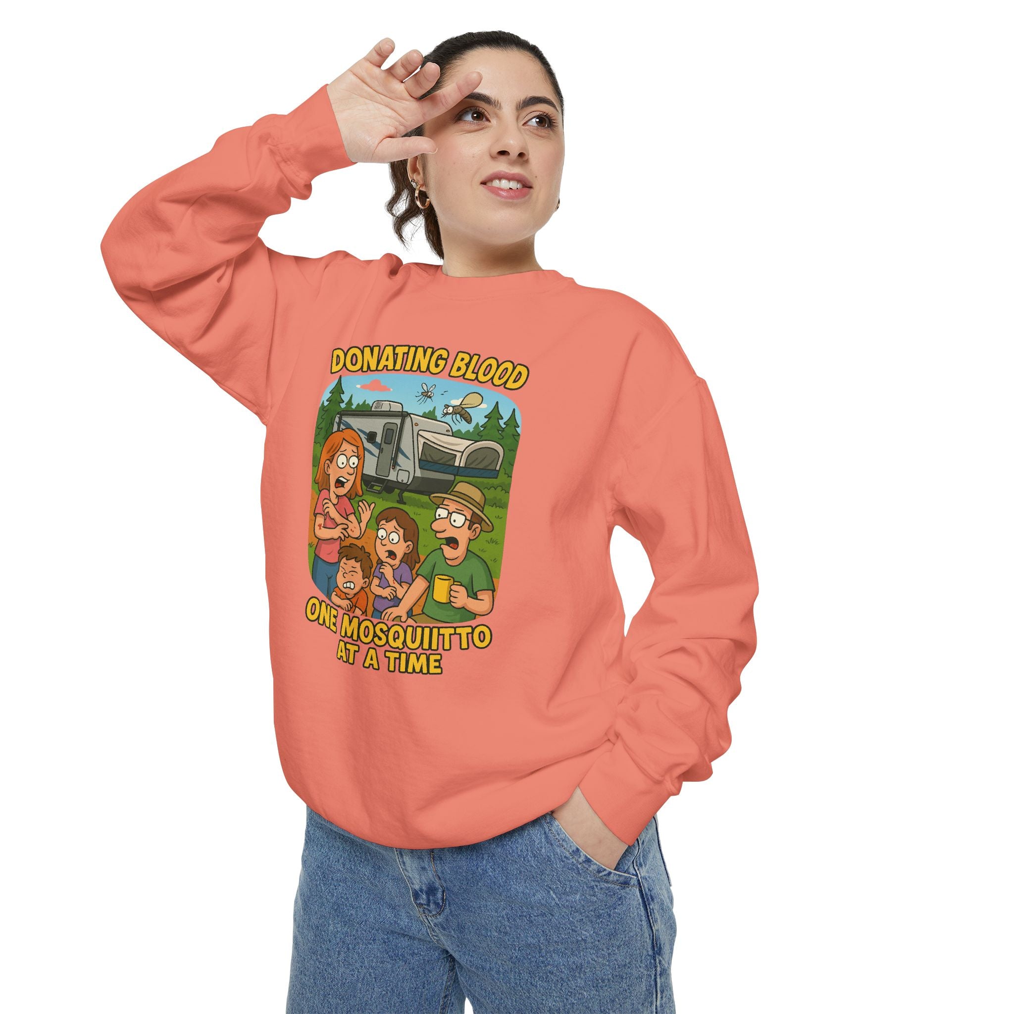 Unisex Garment-Dyed Sweatshirt - Donating Blood One Mosquito at a Time