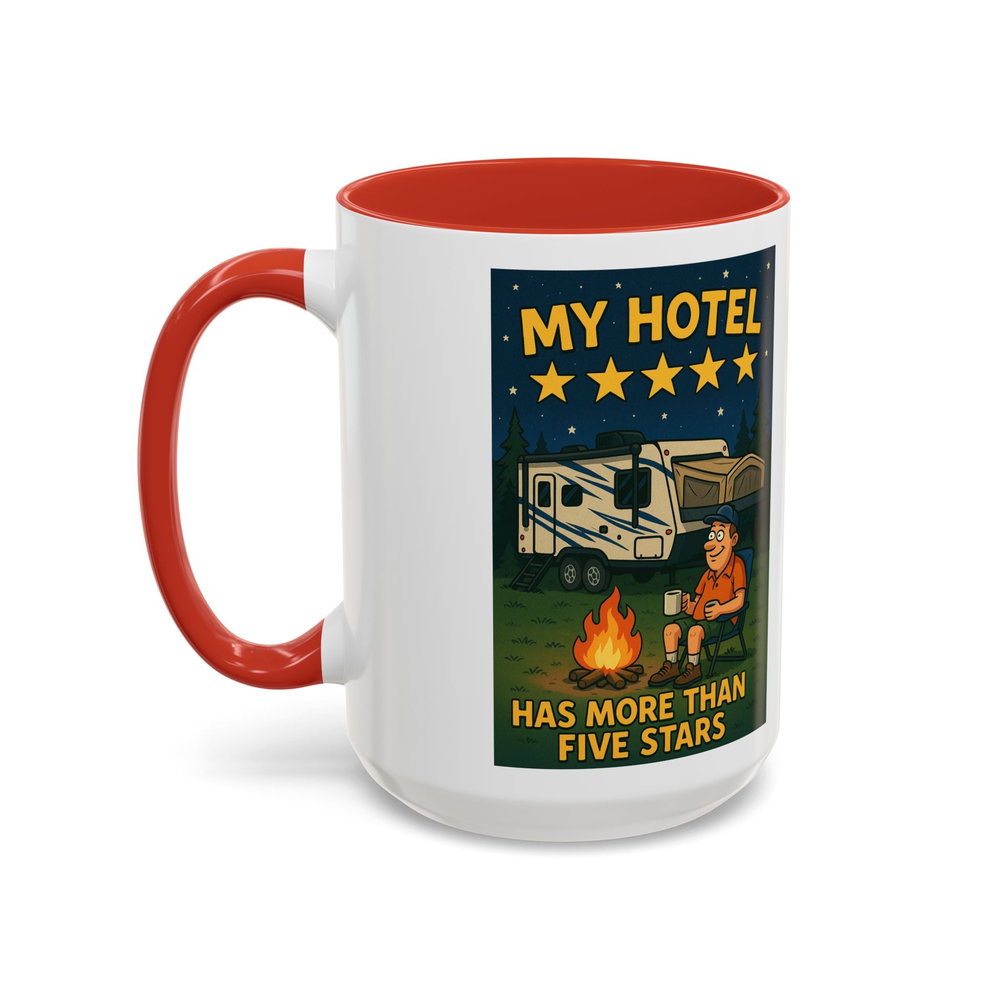 Camping-Themed Accent Coffee Mug | Perfect for RV Lovers, Campers, Travelers, Cozy Nights, Outdoor Adventures, Unique Gift Ideas