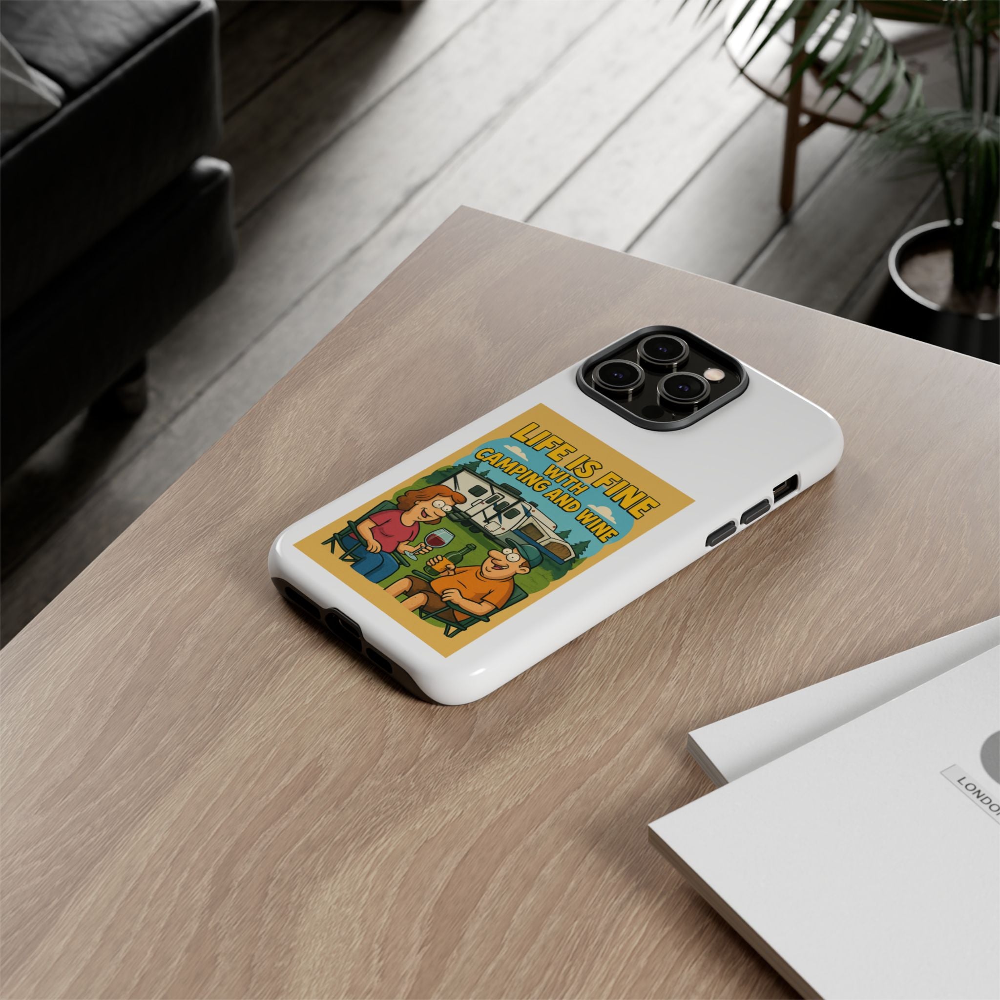 Camping & Wine Phone Case, Outdoor Adventure Accessory, Fun Gift for Campers, Summer Travel Essential, RV Lover Present