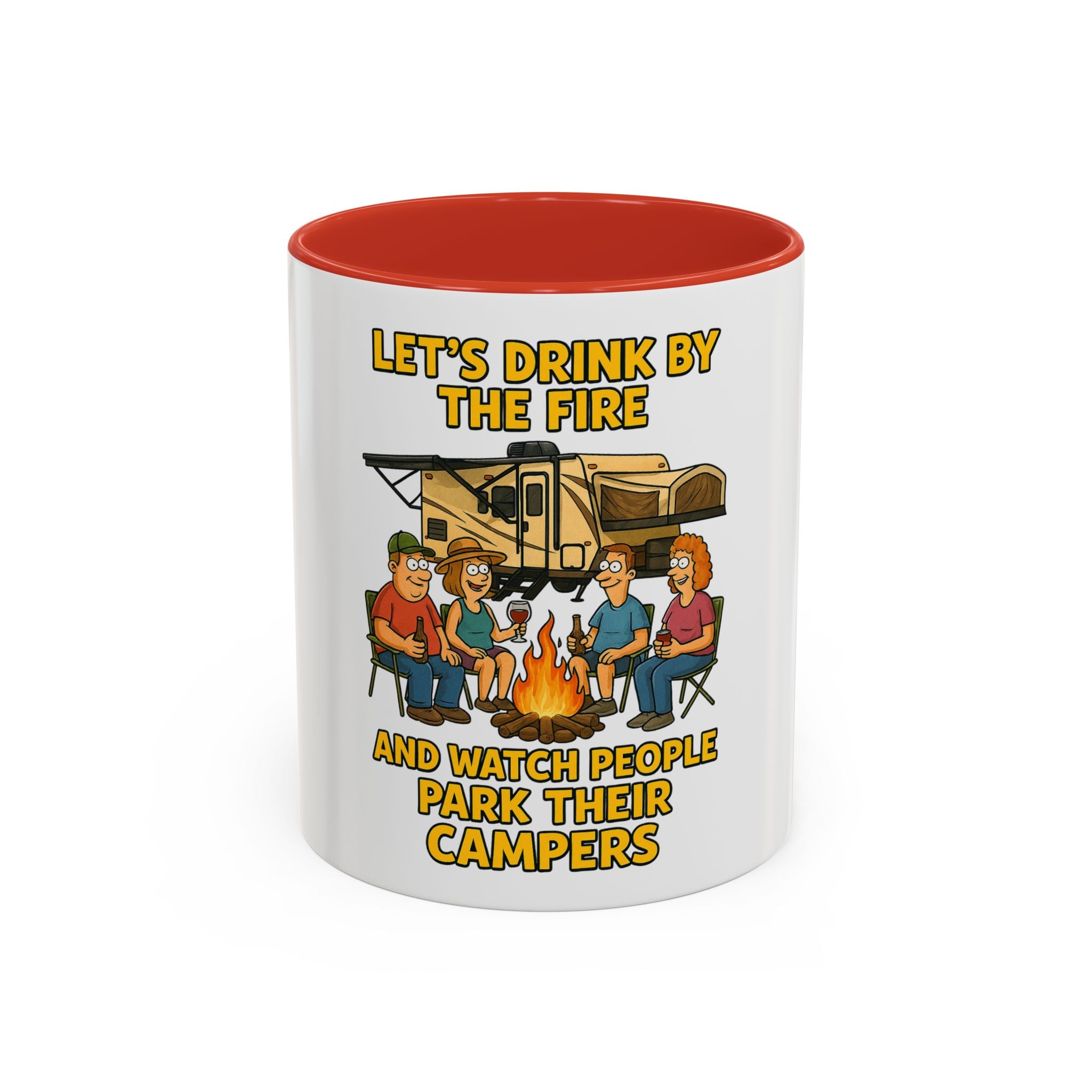 Campfire Accent Coffee Mug, Camping Gift, Outdoor Adventure Mug, RV Lovers Coffee Cup, Relaxing by the Fire