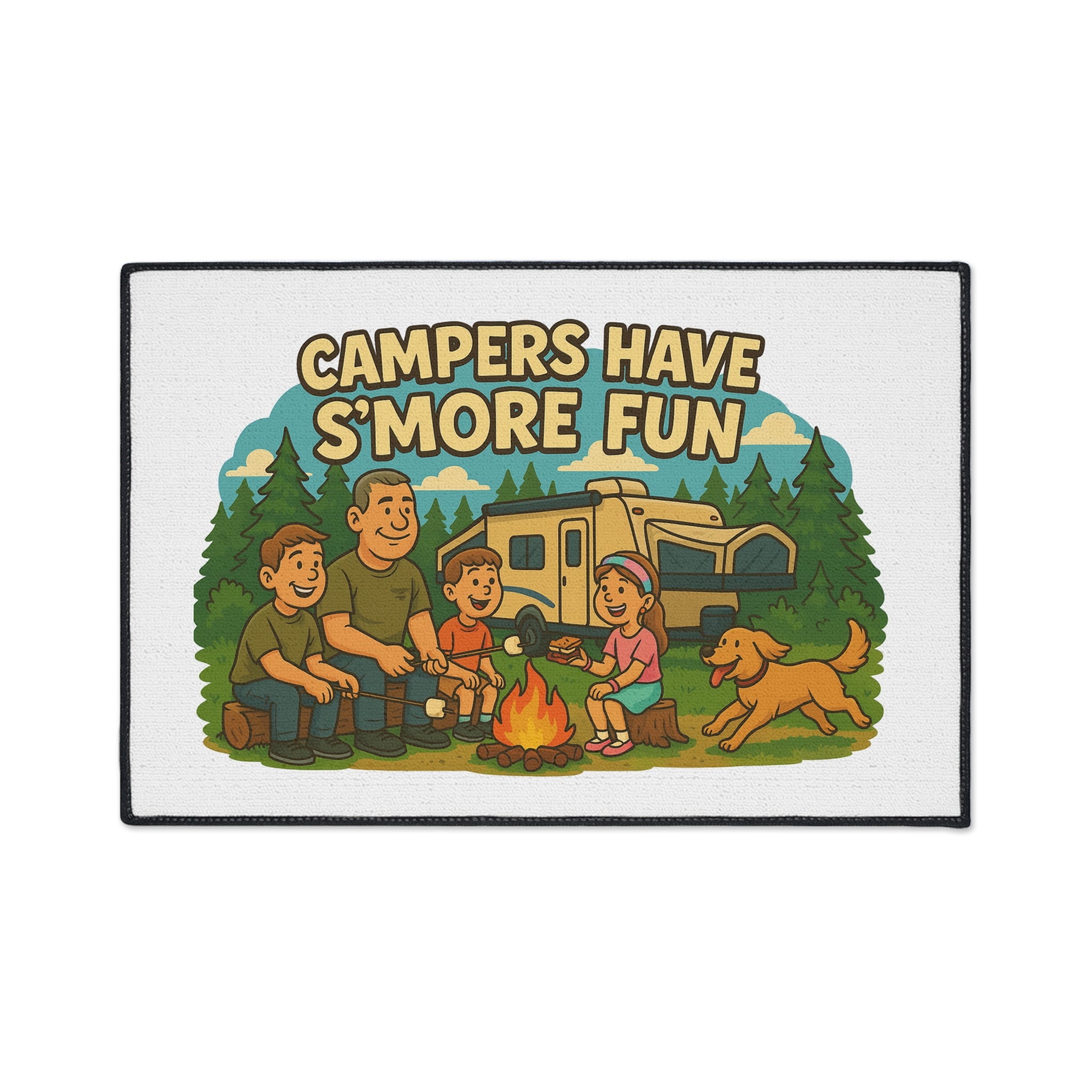 Campfire Fun Floor Mat - Family Camping Decor, Outdoor Rug, S'mores Theme Mat, RV Welcome Mat, Adventurer Gift