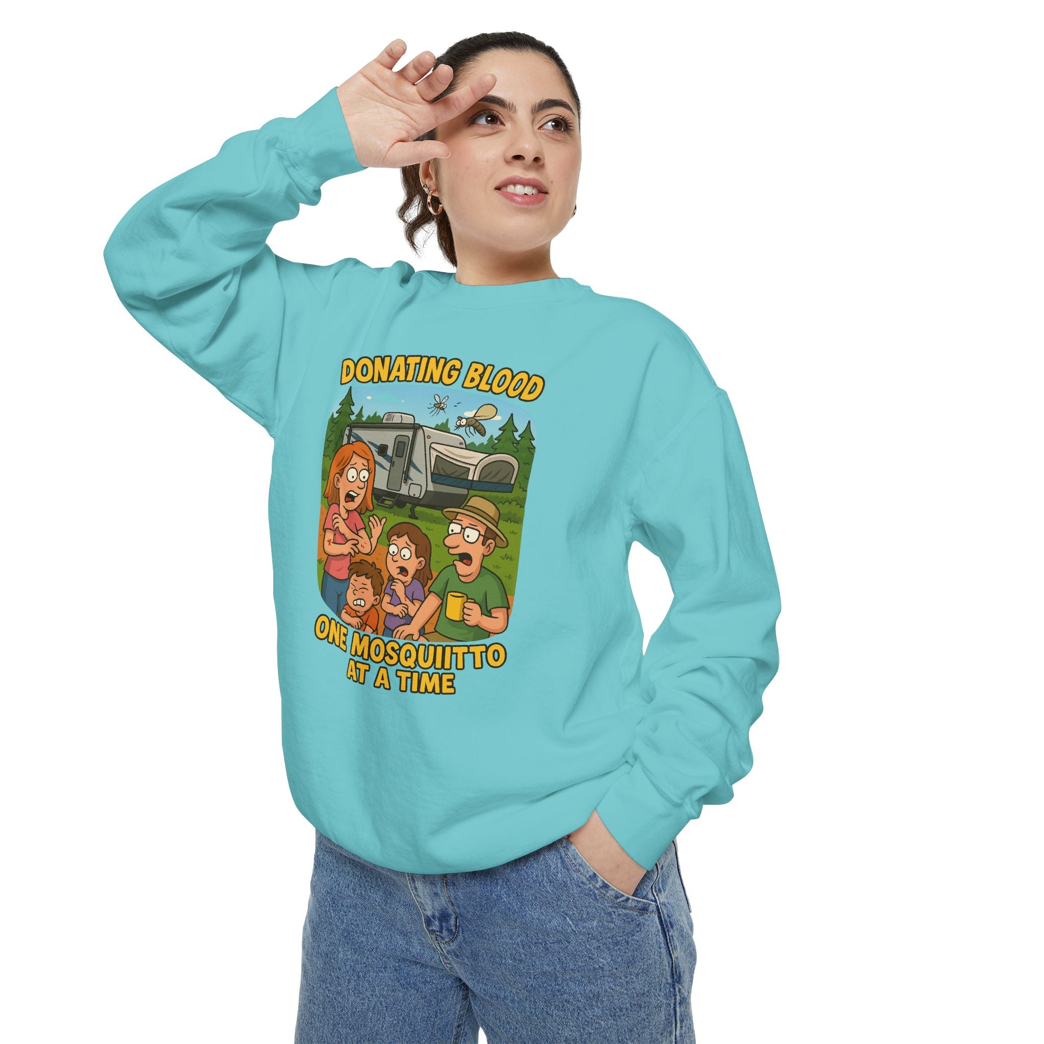 Unisex Garment-Dyed Sweatshirt - Donating Blood One Mosquito at a Time