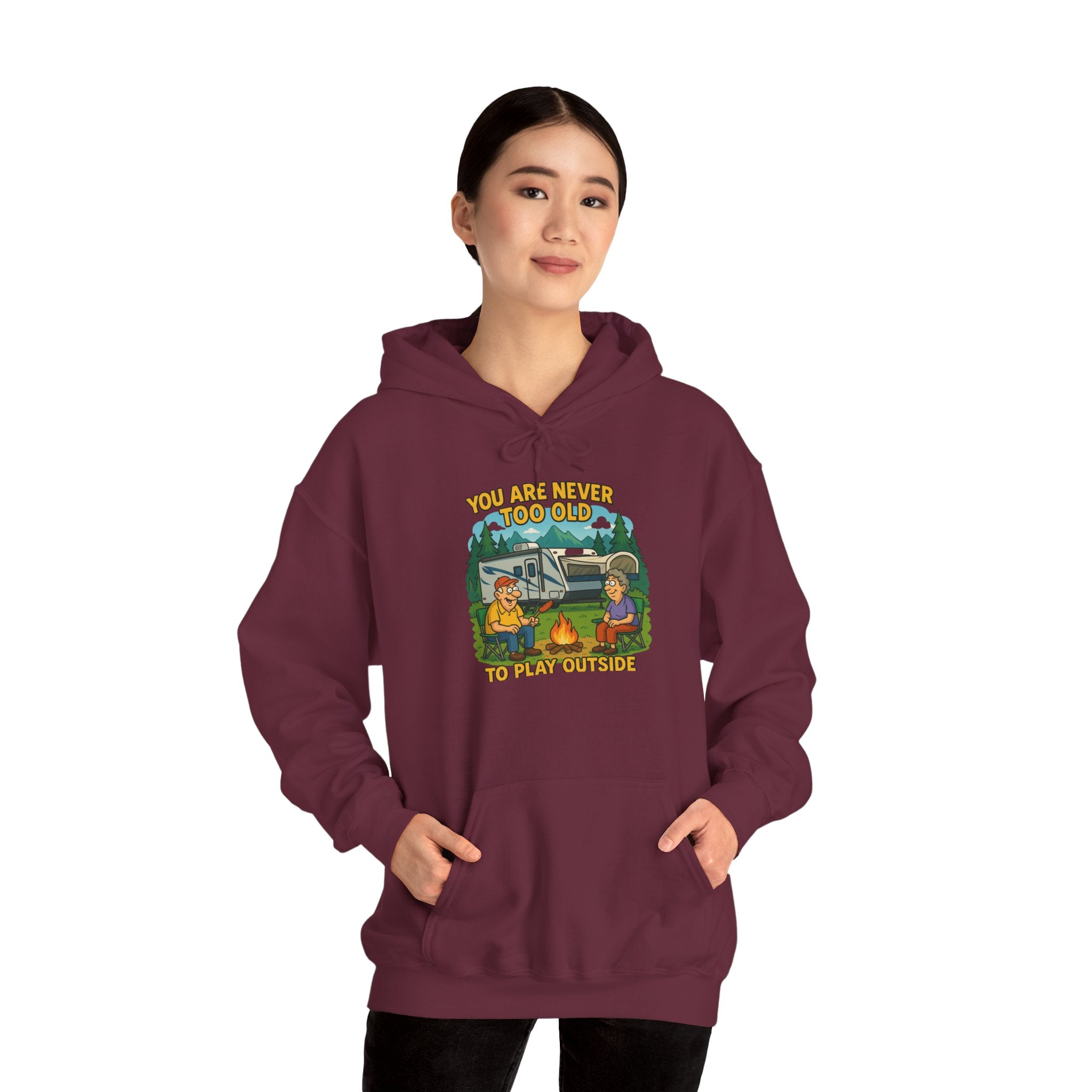 Campfire Adventure Hoodie - 'You Are Never Too Old to Play' Sweatshirt