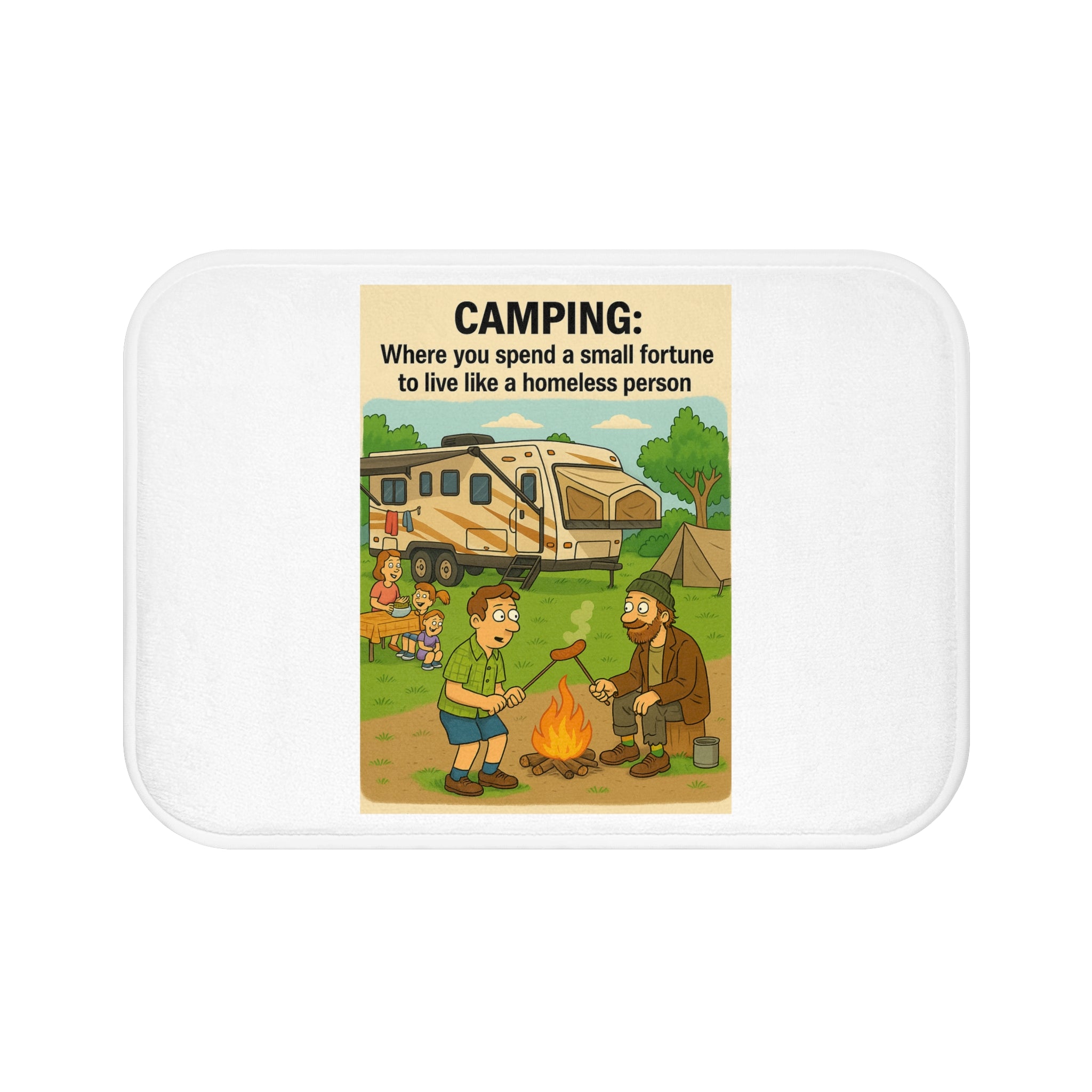 Camping Humor Bath Mat - Funny Bathroom Decor, Gift for Campers, Outdoor Lover's Mats, Fun Camping Gifts, Bathroom Accessories