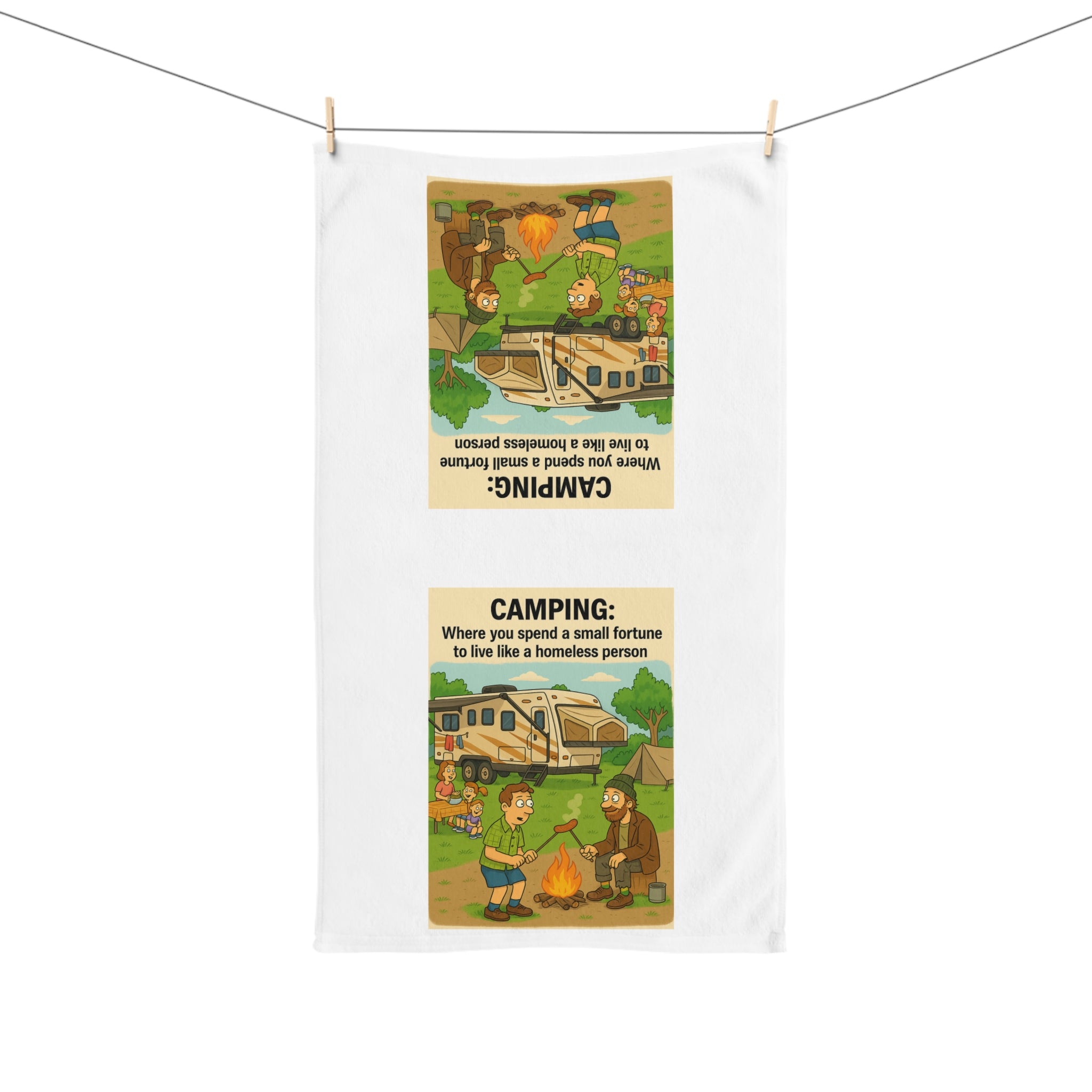 Camping Humor Hand Towel - Fun Outdoor Kitchen Towel, RV Decor, Gift for Campers, Housewarming, Camping Lovers, RV Life