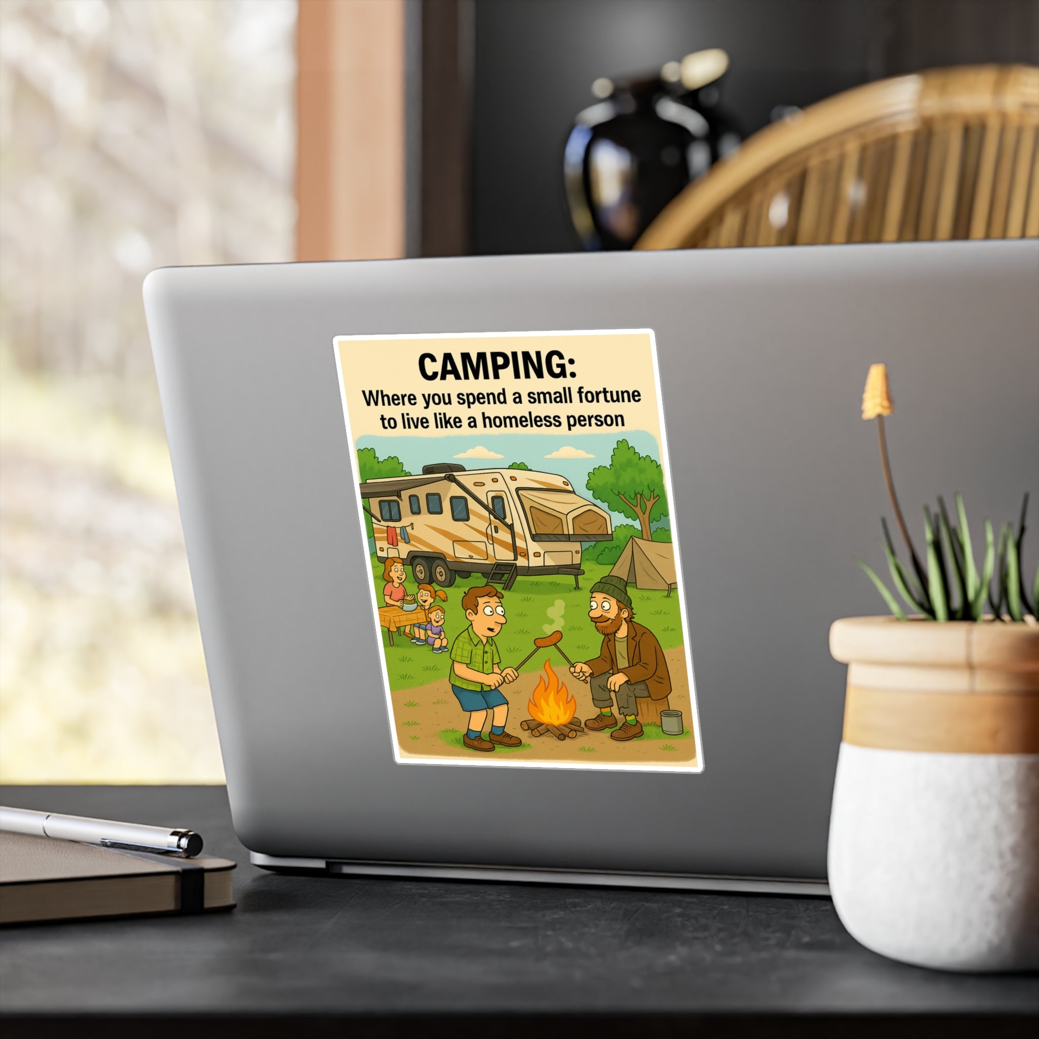 Camping Humor Vinyl Decals, Fun Outdoor Stickers for Campers, Travel Mugs, Car Accessories, Gift for Nature Lovers