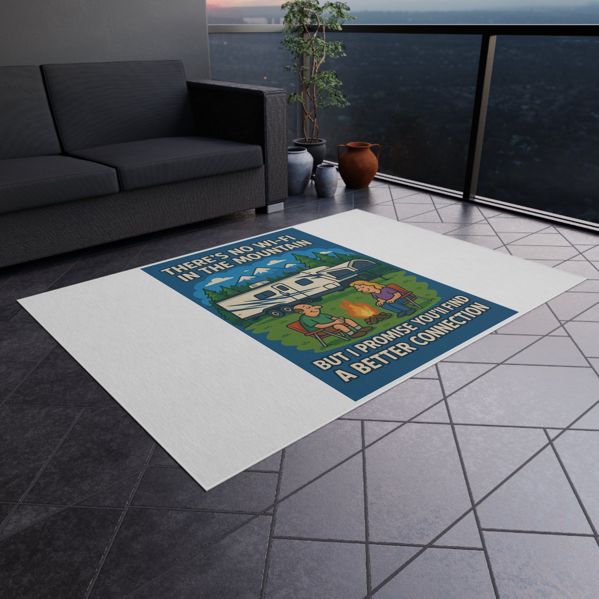 Mountain Connection Outdoor Rug - Camping Decor, Boho Rug, RV Accessories, Gift for Nature Lovers, Patio Decor