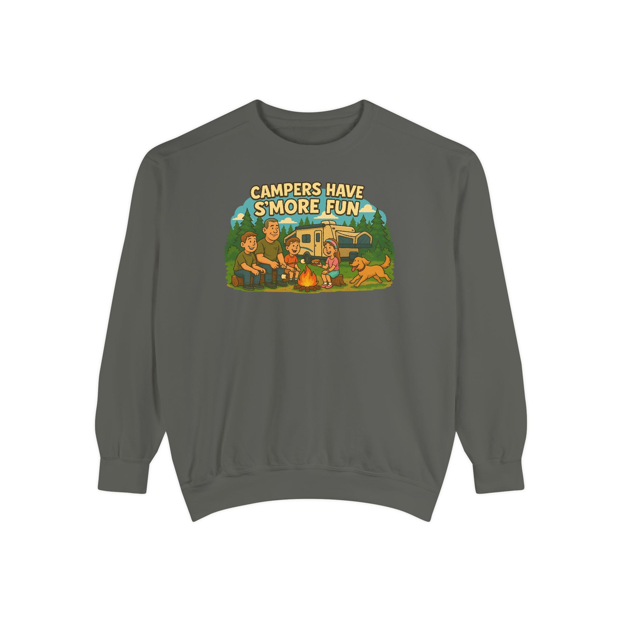 Camper Vibes Sweatshirt - Enjoy S'mores, Unisex Campfire Clothing, Perfect for Outdoor Adventures, Gift for Adventurers, Cozy Camping Attire