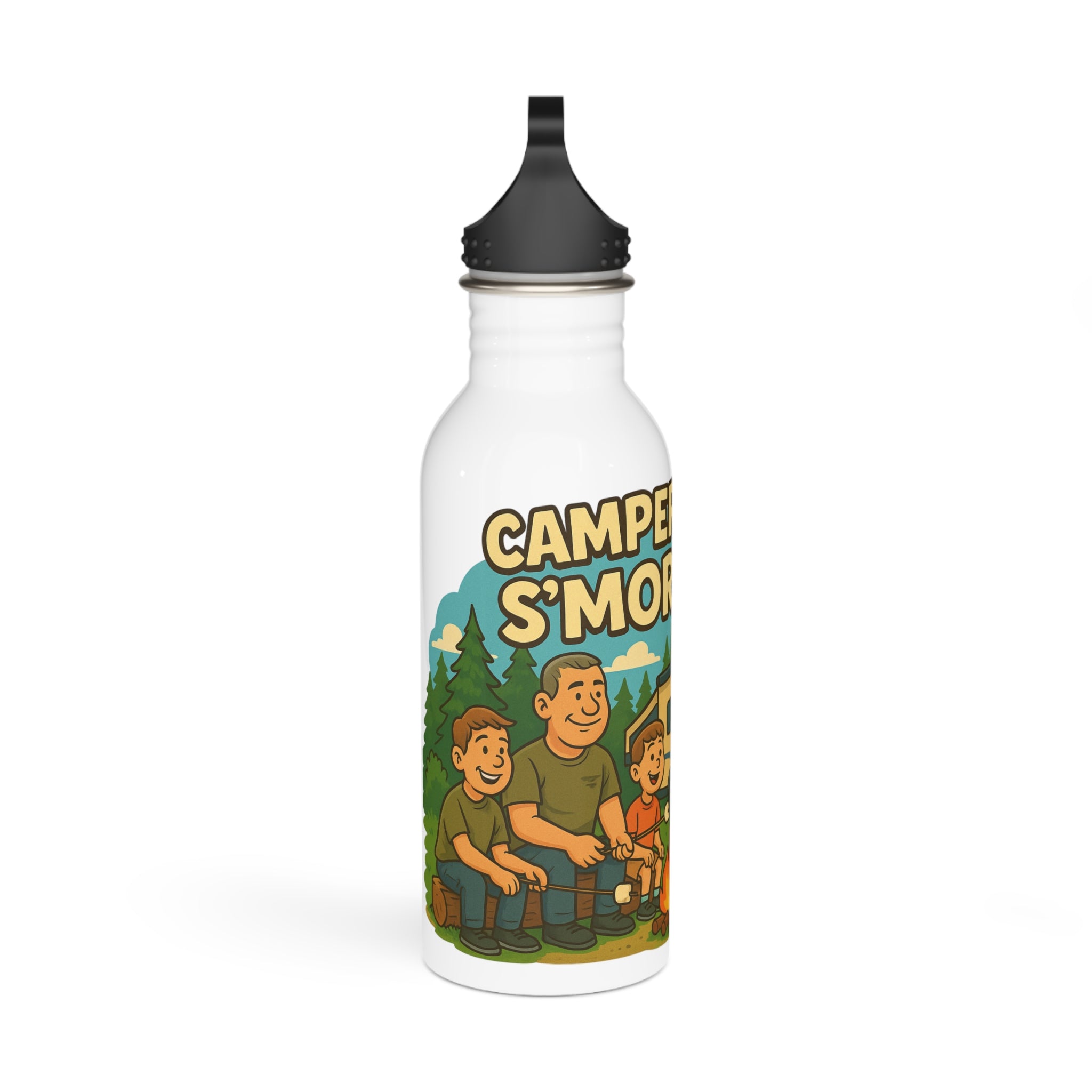 Camping Vibes Water Bottle, Outdoor Adventure, S'mores Fun, Eco-Friendly Hydration, Gift for Campers, Hiking Gear