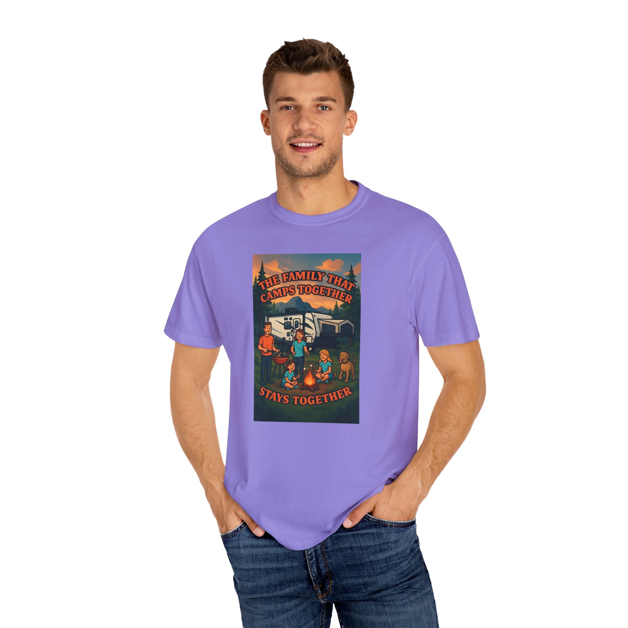 Family Camping T-shirt, Casual Outdoor Tee, Perfect for Family Gatherings, Summer Camp, Gift for Outdoor Lovers, Relaxed Fit Tee