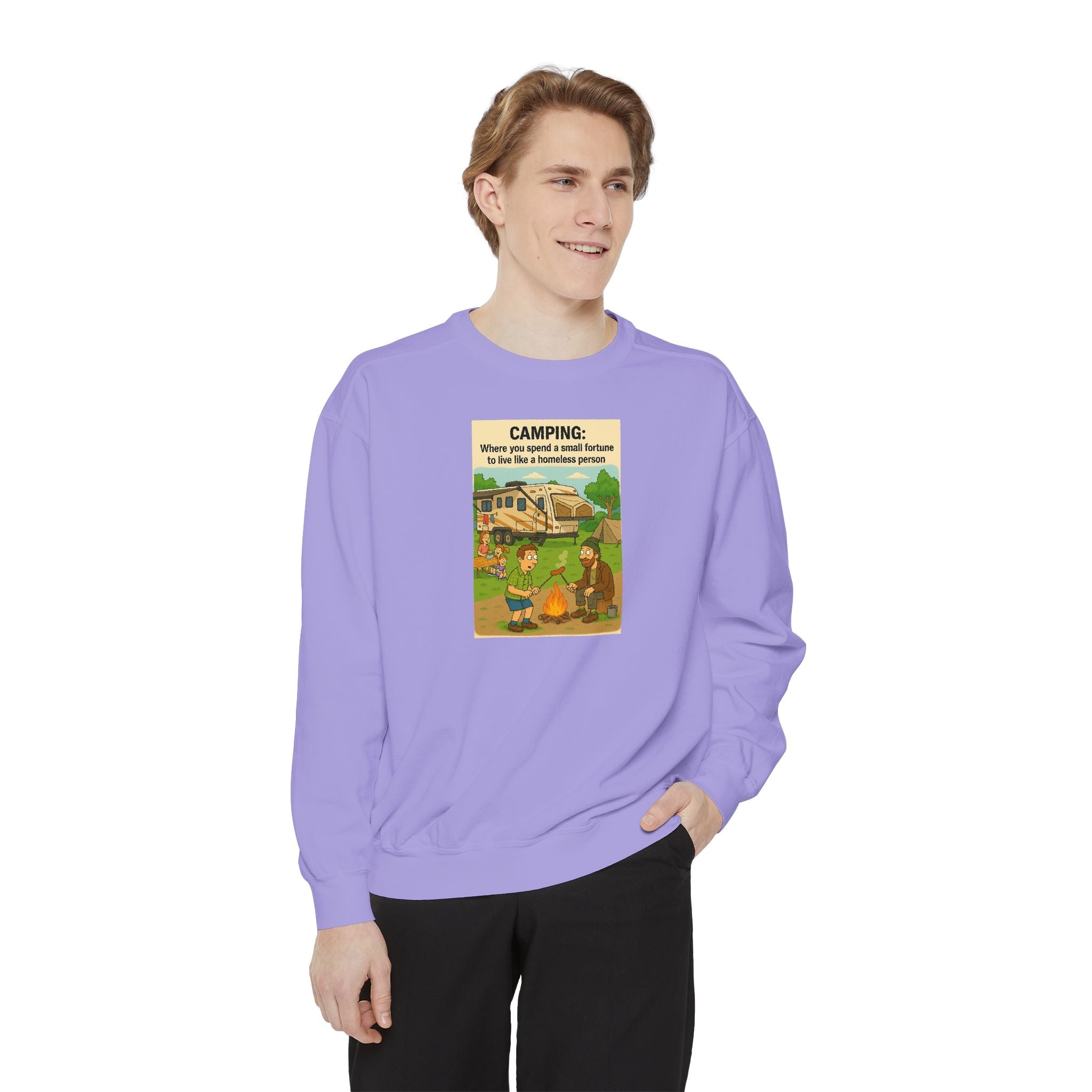 Camping Adventure Sweatshirt, Unisex Garment-DyedPullover, Cozy Casual Wear, Outdoor Enthusiast Gift, Camping Trip Apparel