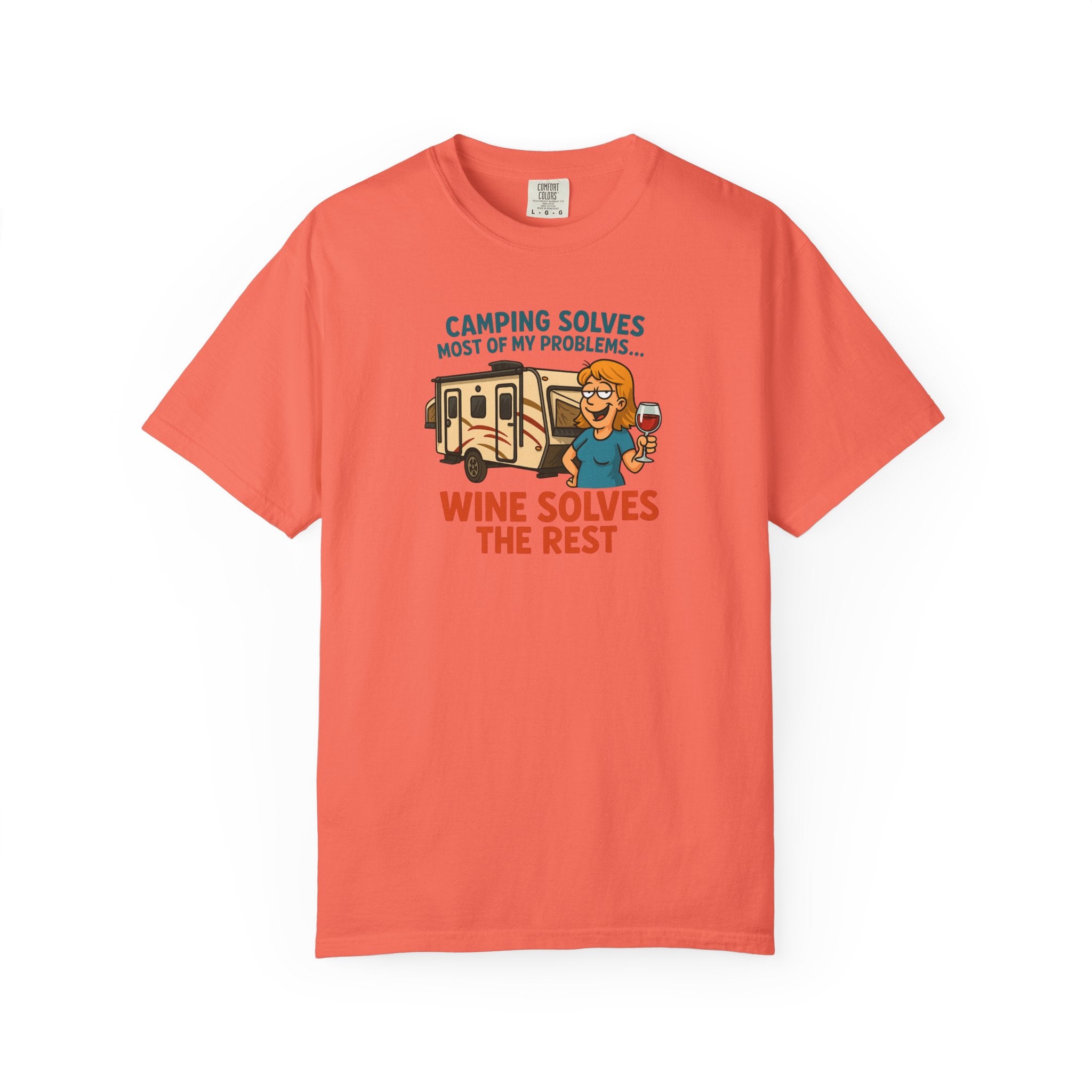 Camping & Wine Unisex T-Shirt, Relaxed Fit Tee, Perfect Gift for Campers, Wine Lovers, Outdoor Enthusiasts, Summer Celebrations