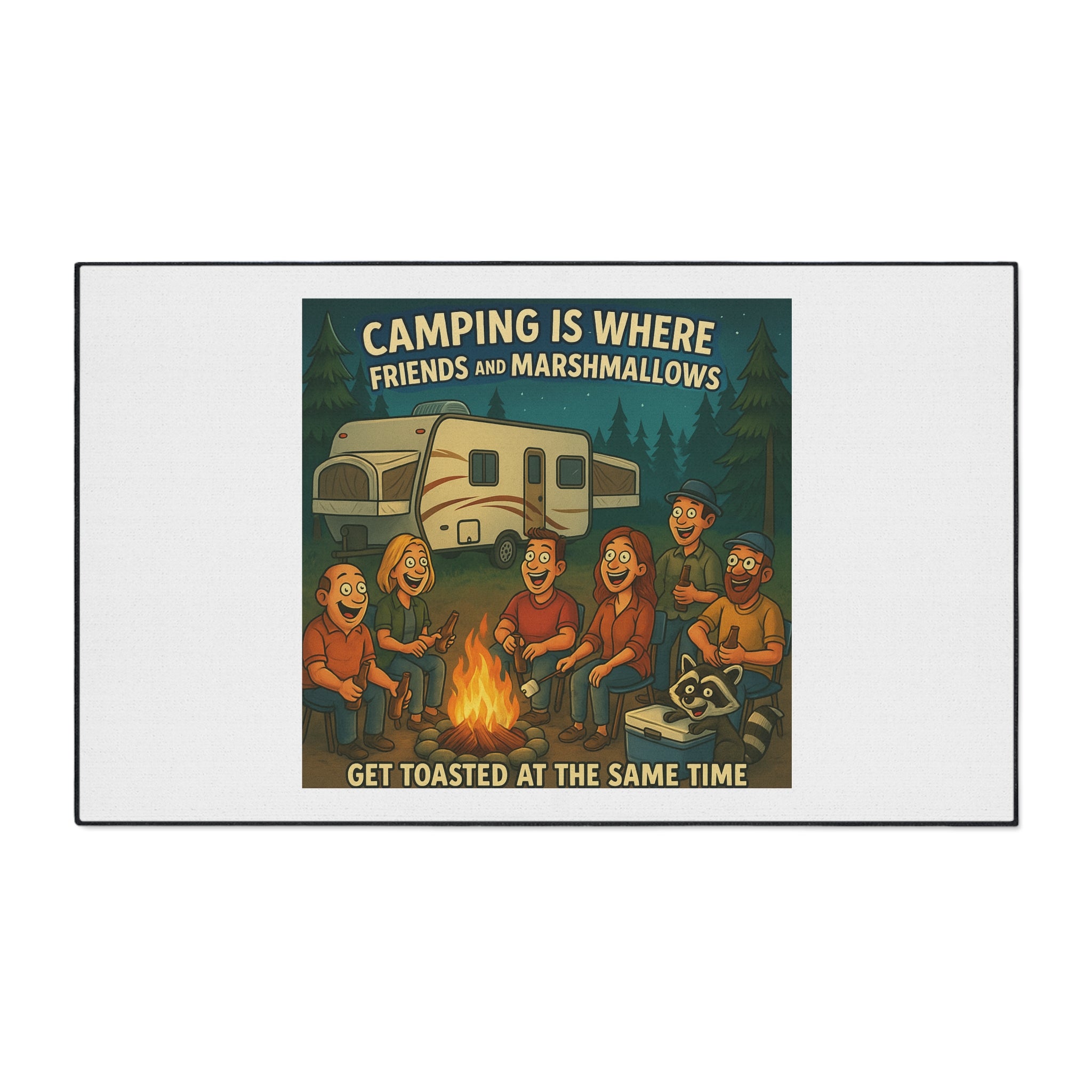 Camping Themed Heavy Duty Floor Mat - Perfect for Outdoor Gatherings, RV Life, Barbecues, and Cozy Campfires