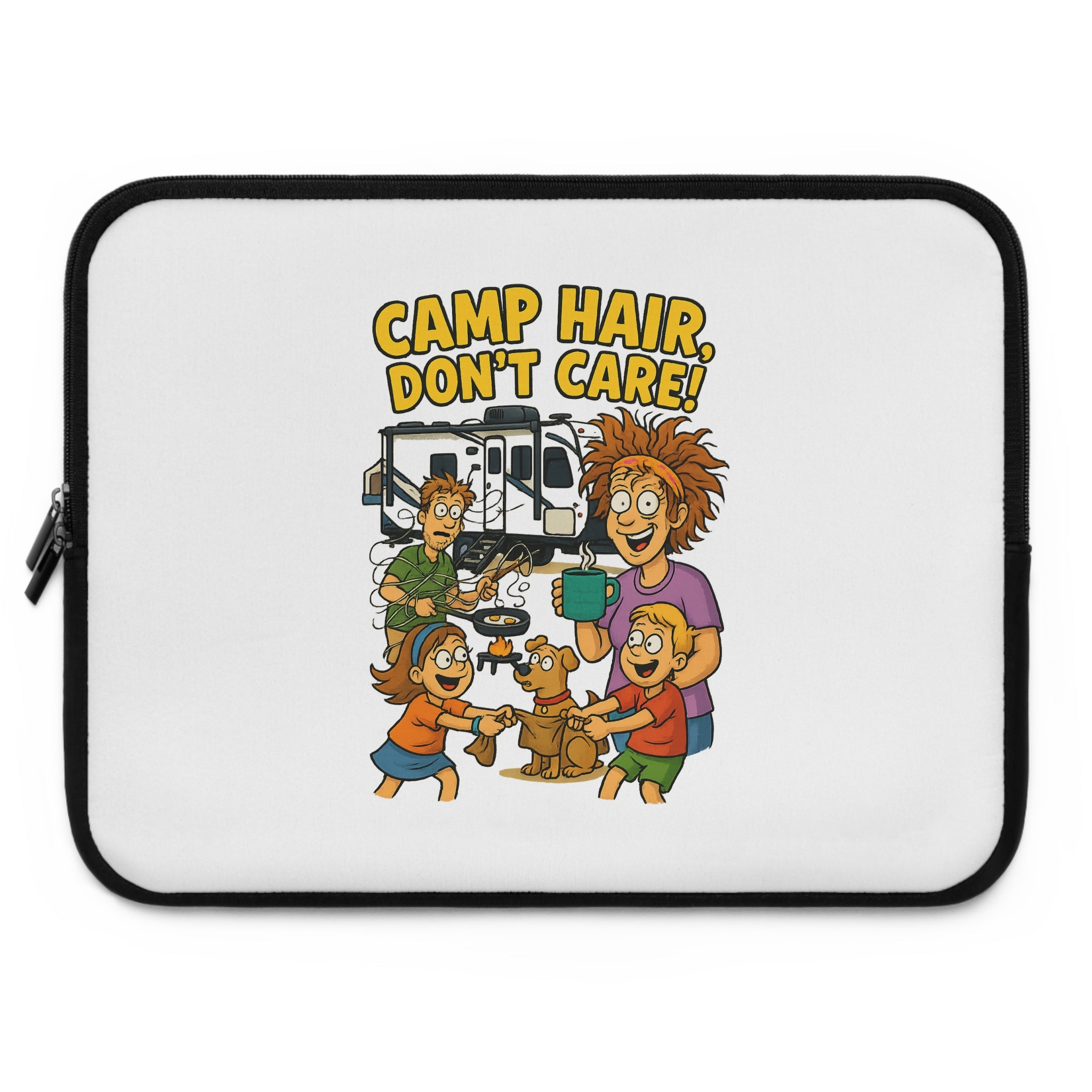 Laptop Sleeve, Camp Hair Don't Care Design, Cute Animal Lover Gift, Summer Camp Accessory, Travel Electronics Organizer