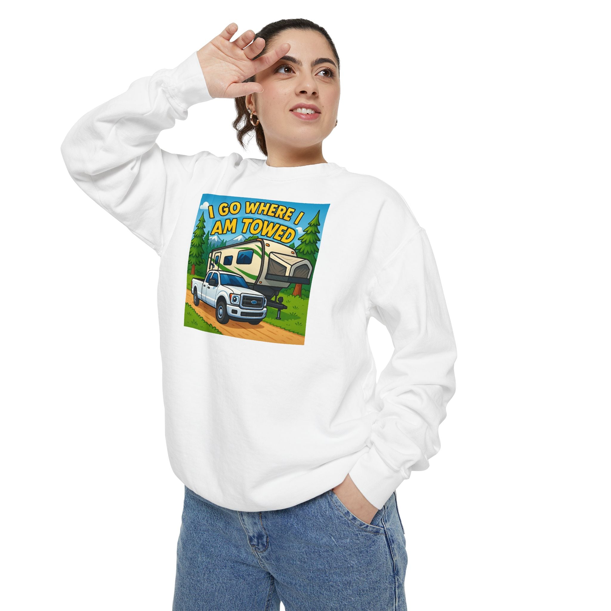 Unisex Garment-Dyed Sweatshirt - I go where I am towed