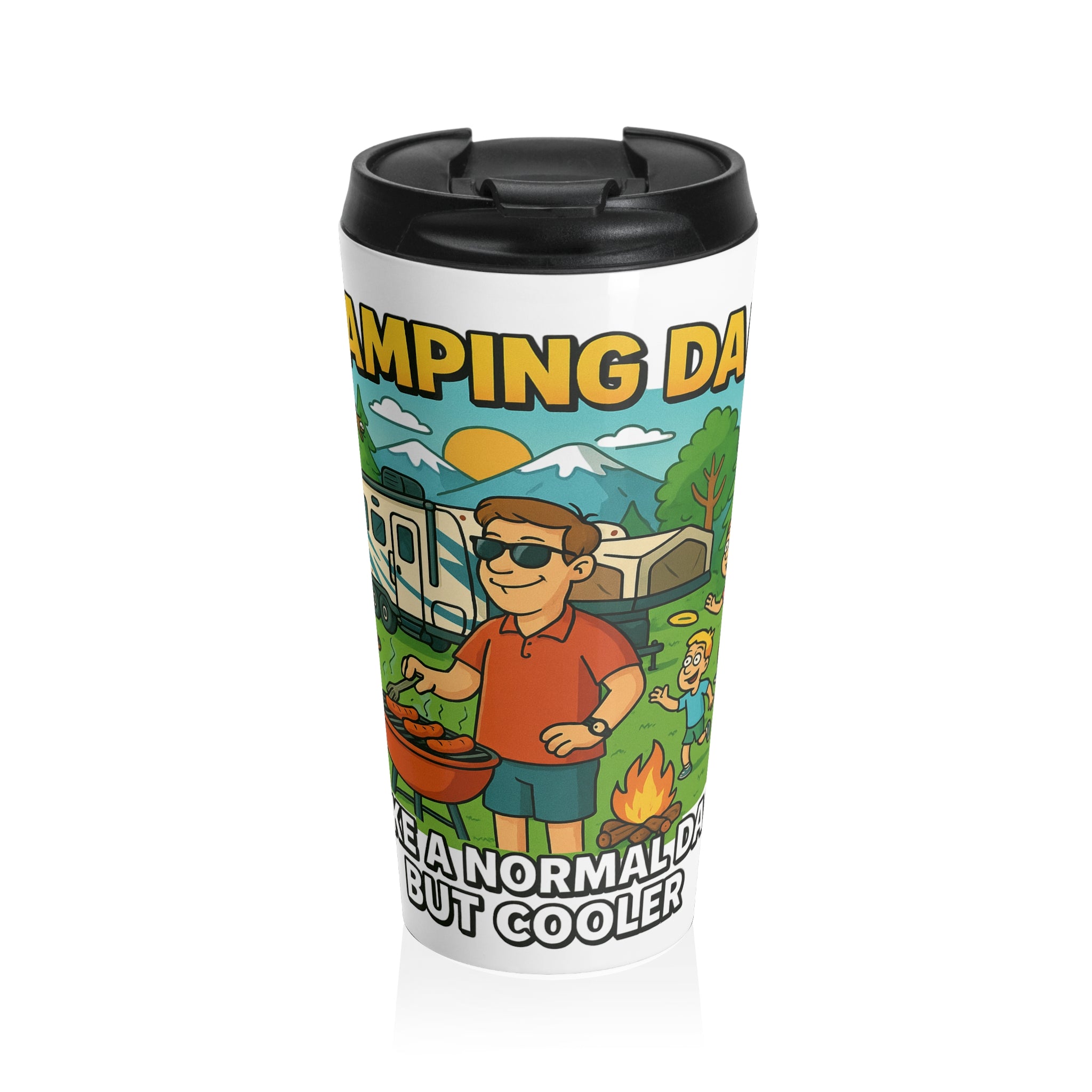 Camping Dad Stainless Steel Travel Mug - Perfect for Outdoor Adventures!