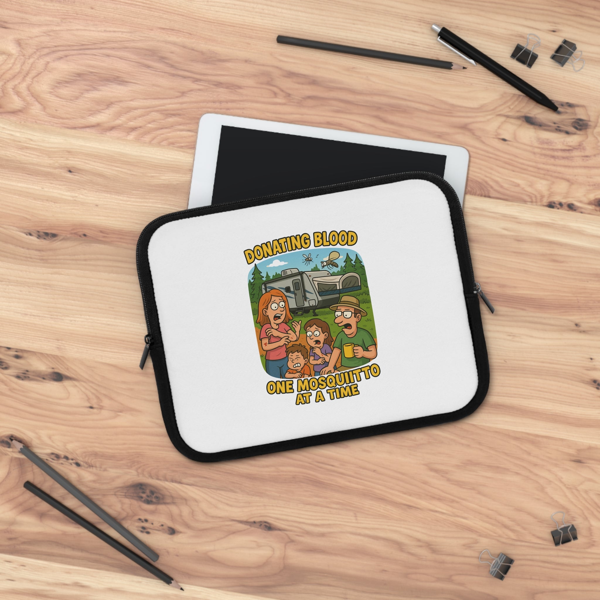 Whimsical Laptop Sleeve featuring Fun Design, Perfect for Students, Donating Blood, Office Use, Gifts, & Eco-Friendly Style