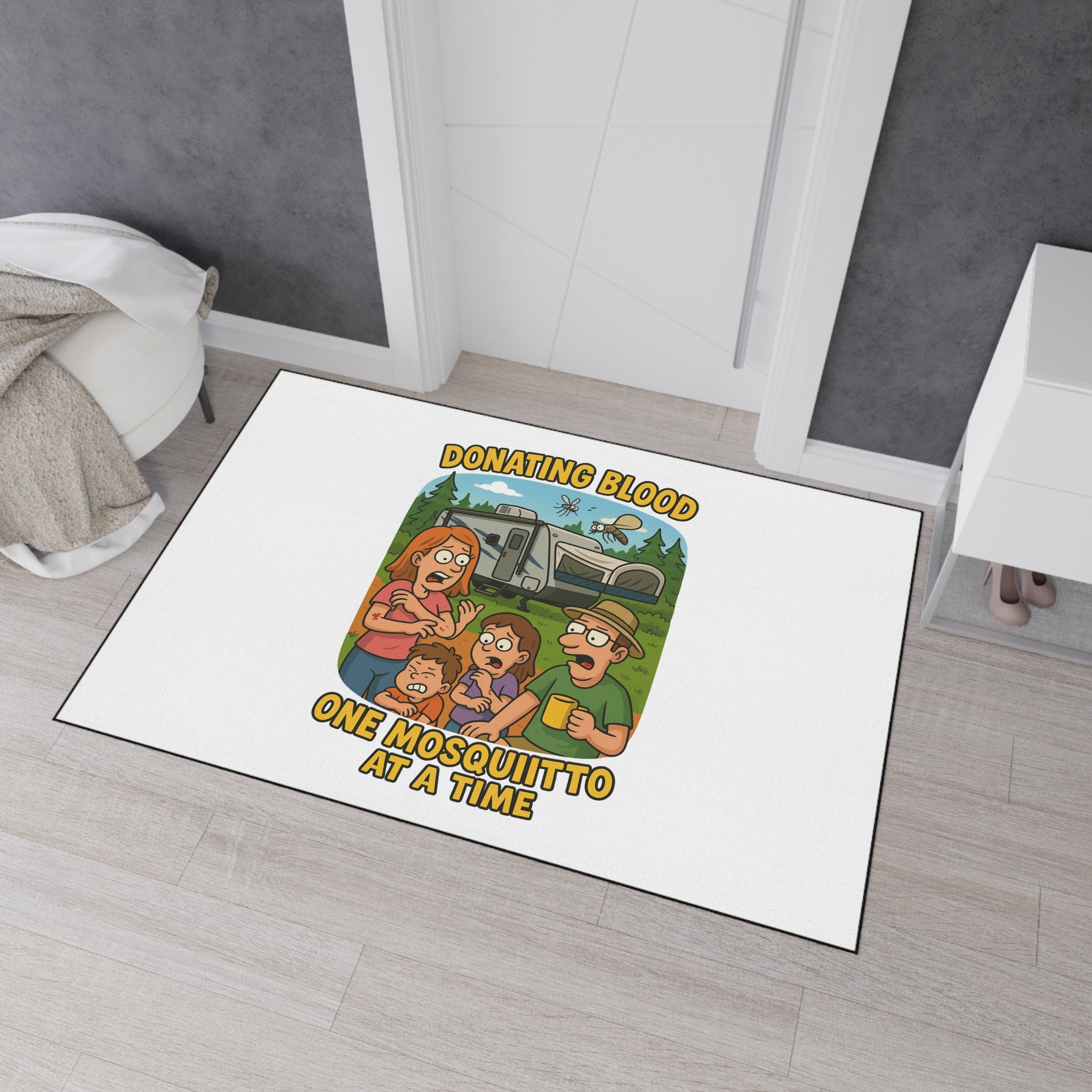 Retro Themed Heavy Duty Floor Mat - 'Donating Blood One Mosquito at a Time', Home Decor, Outdoor Rug, Kitchen Mat, Fun Gift, Camping [...]