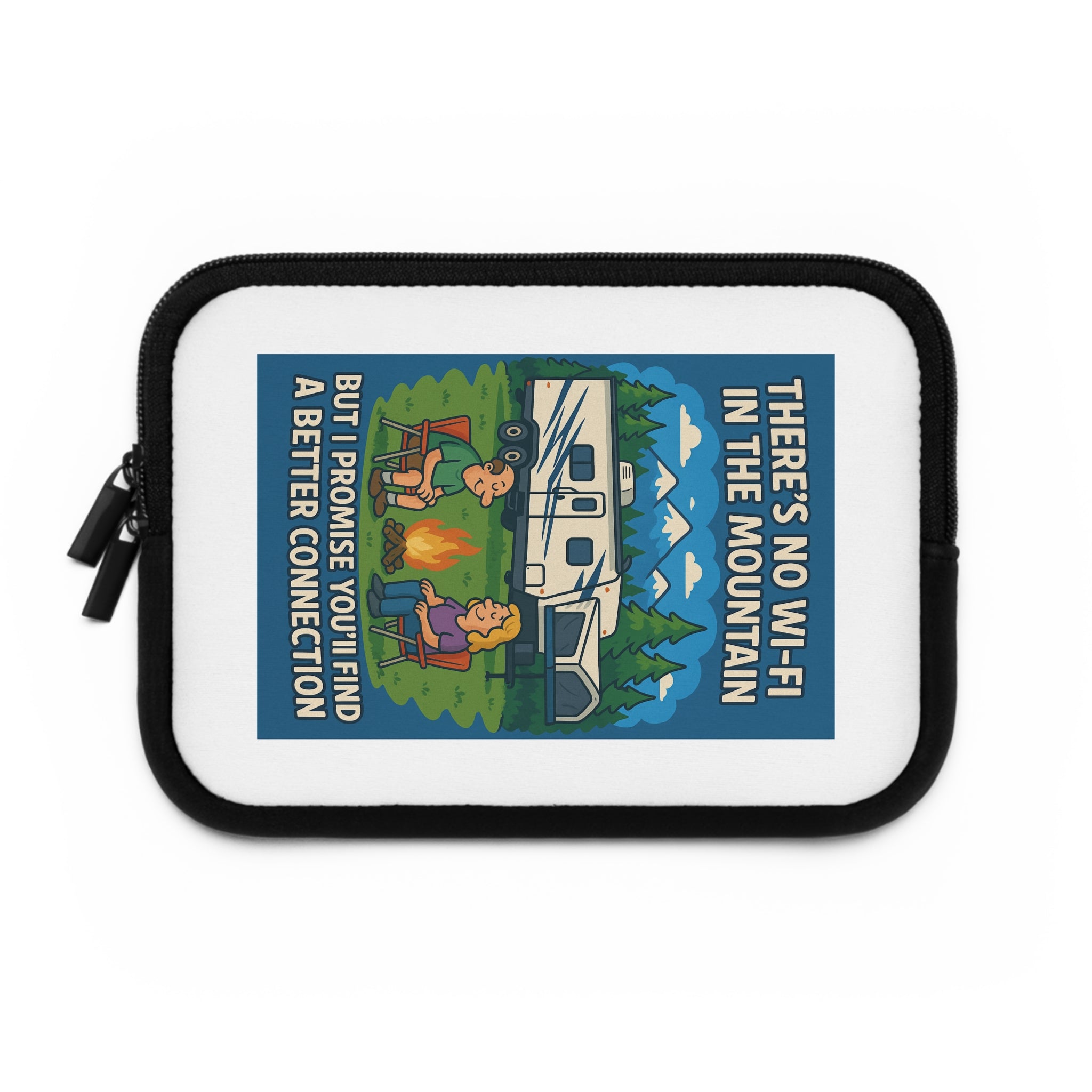Camping-Themed Laptop Sleeve, Outdoor Adventure Tech Case, No Wi-Fi Fun, Gifts for Travelers, Co-worker Appreciation