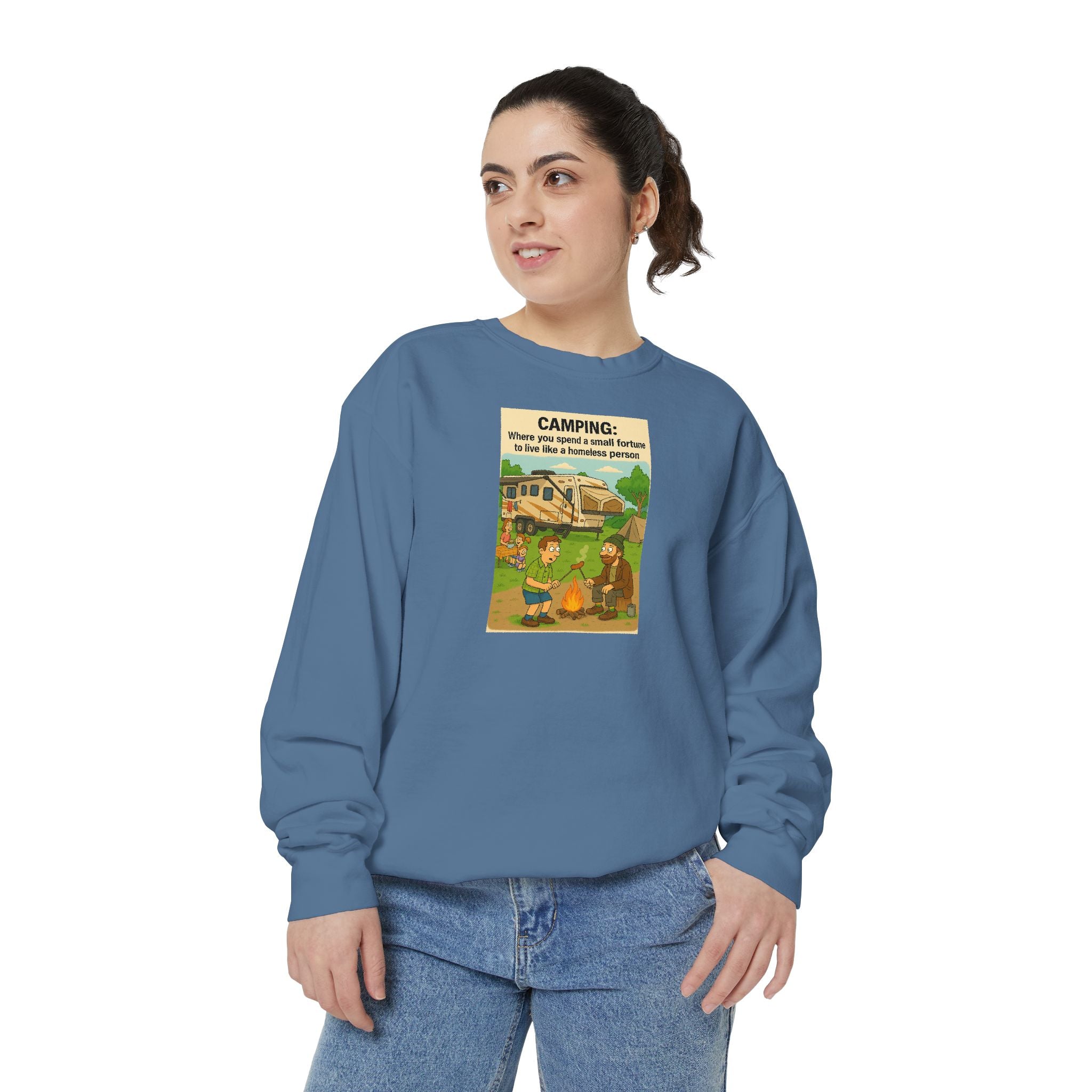 Camping Adventure Sweatshirt, Unisex Garment-DyedPullover, Cozy Casual Wear, Outdoor Enthusiast Gift, Camping Trip Apparel