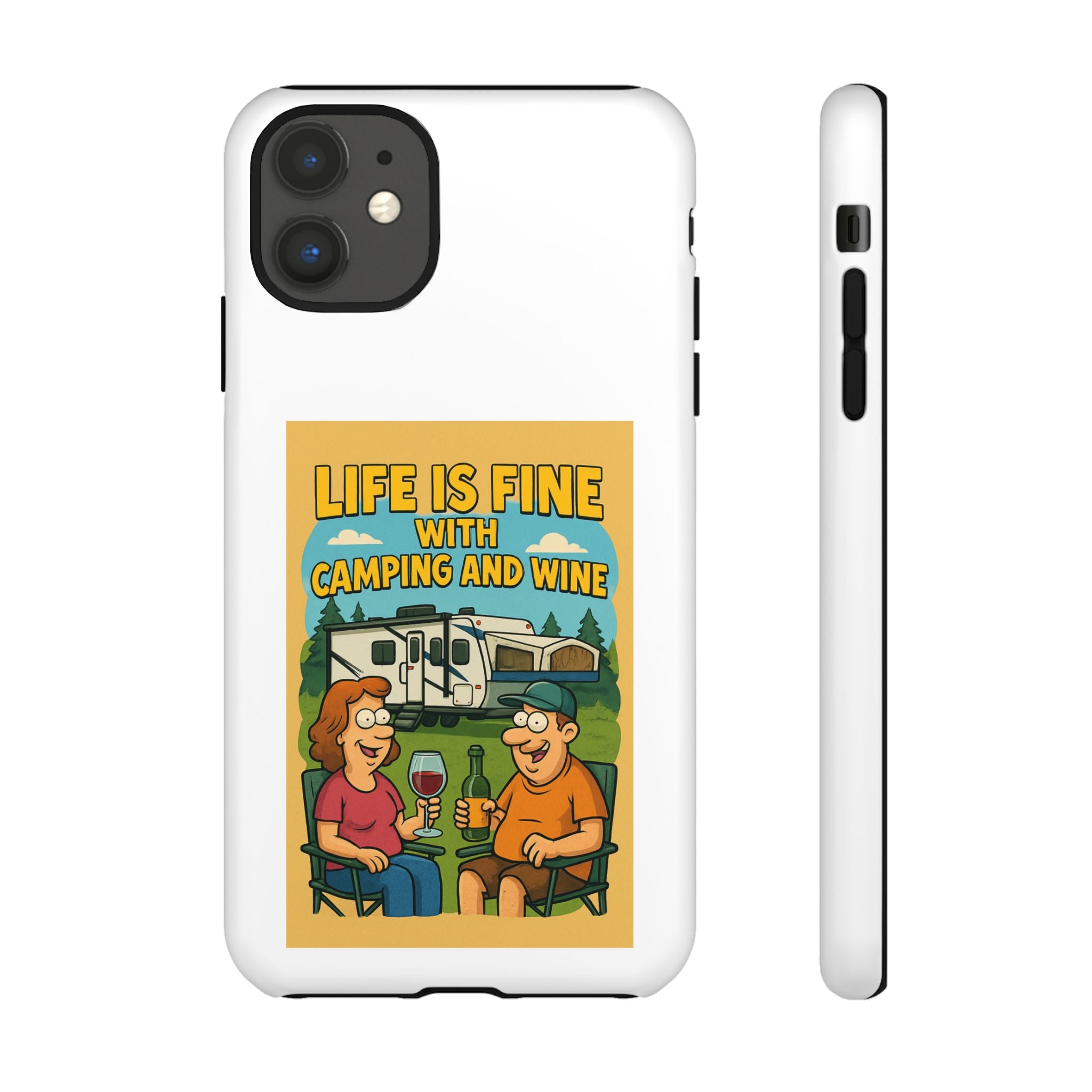 Camping & Wine Phone Case, Outdoor Adventure Accessory, Fun Gift for Campers, Summer Travel Essential, RV Lover Present