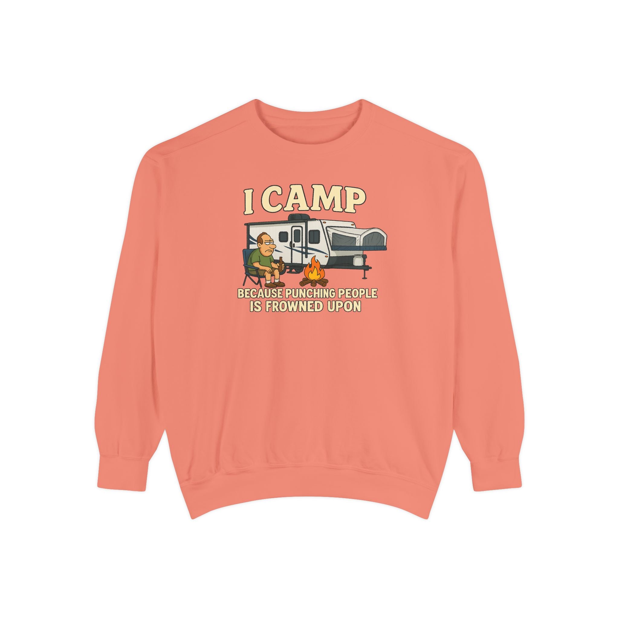 I Camp Unisex Garment-Dyed Sweatshirt - Cozy Camping Apparel for Outdoor Lovers