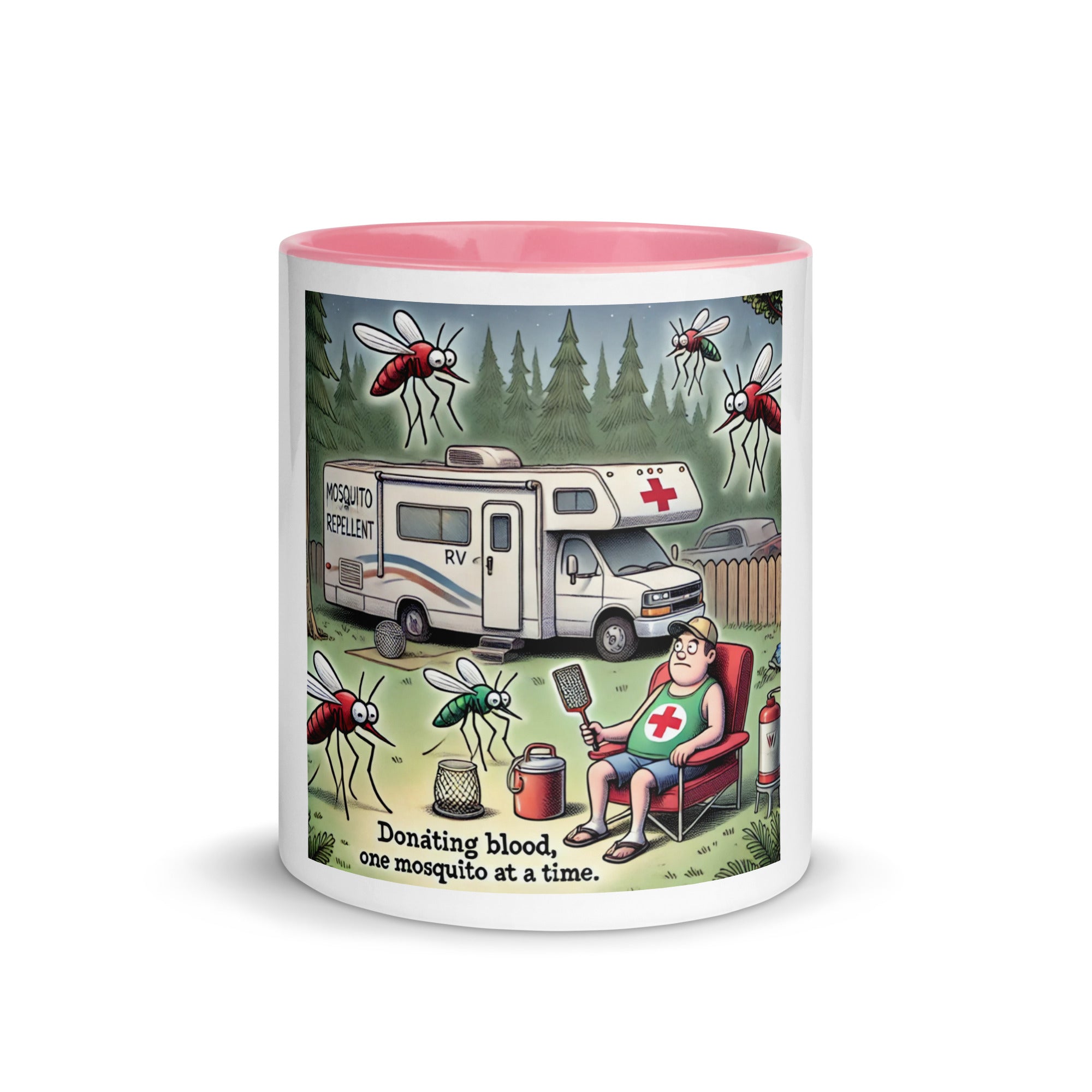 Mug with Color Inside - Donating blood, one mosquito at a time.