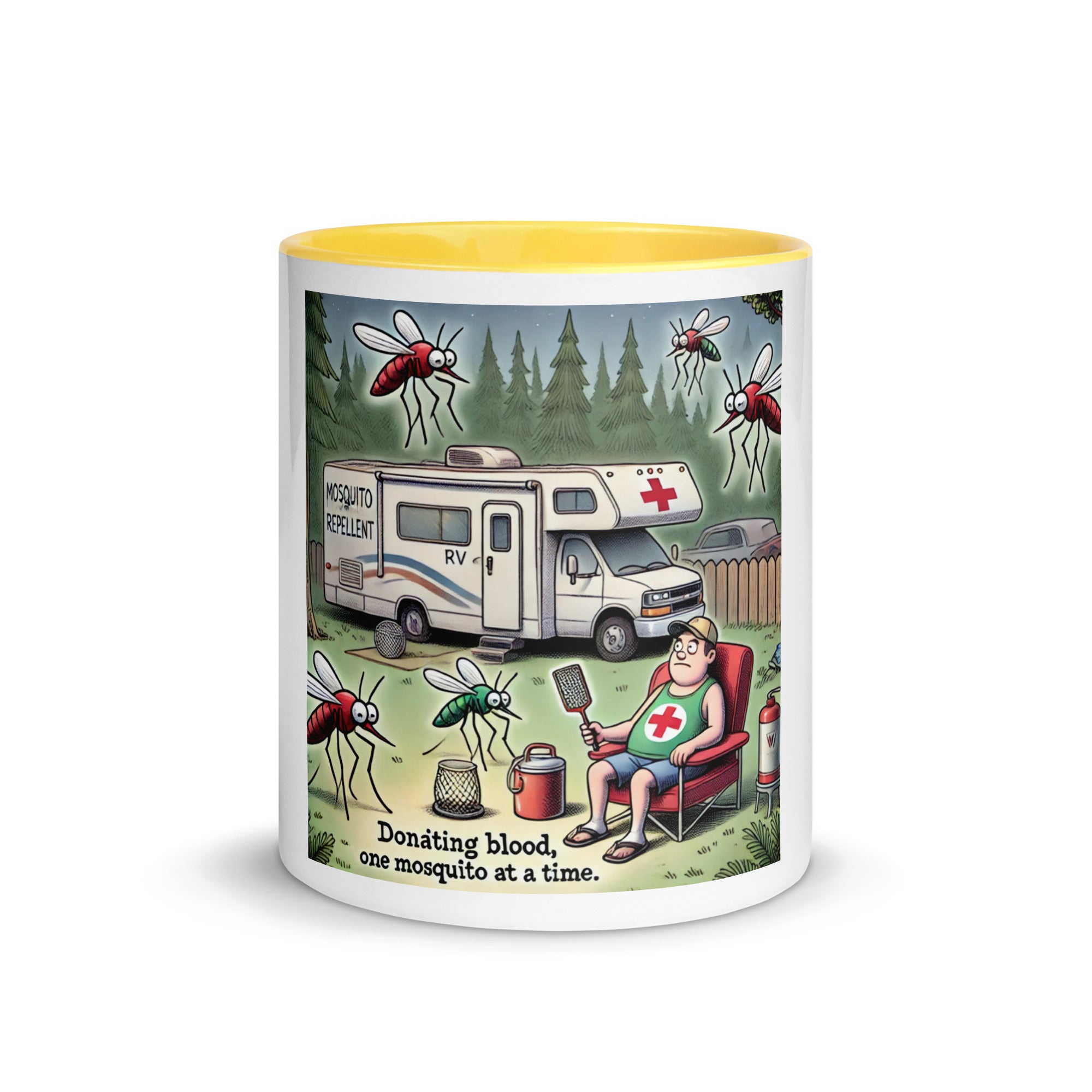 Mug with Color Inside - Donating blood, one mosquito at a time.