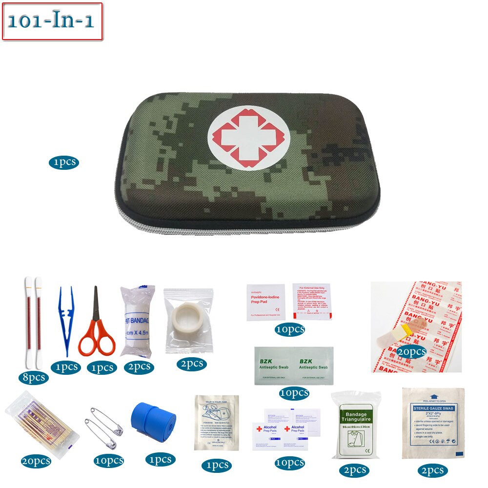 101 Piece Portable First Aid Kit For Family Camping w/Waterproof Case